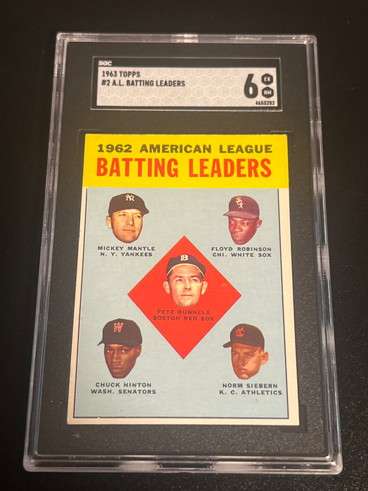 1963 Topps A.L. BATTING LEADERS - SGC 6 - #2