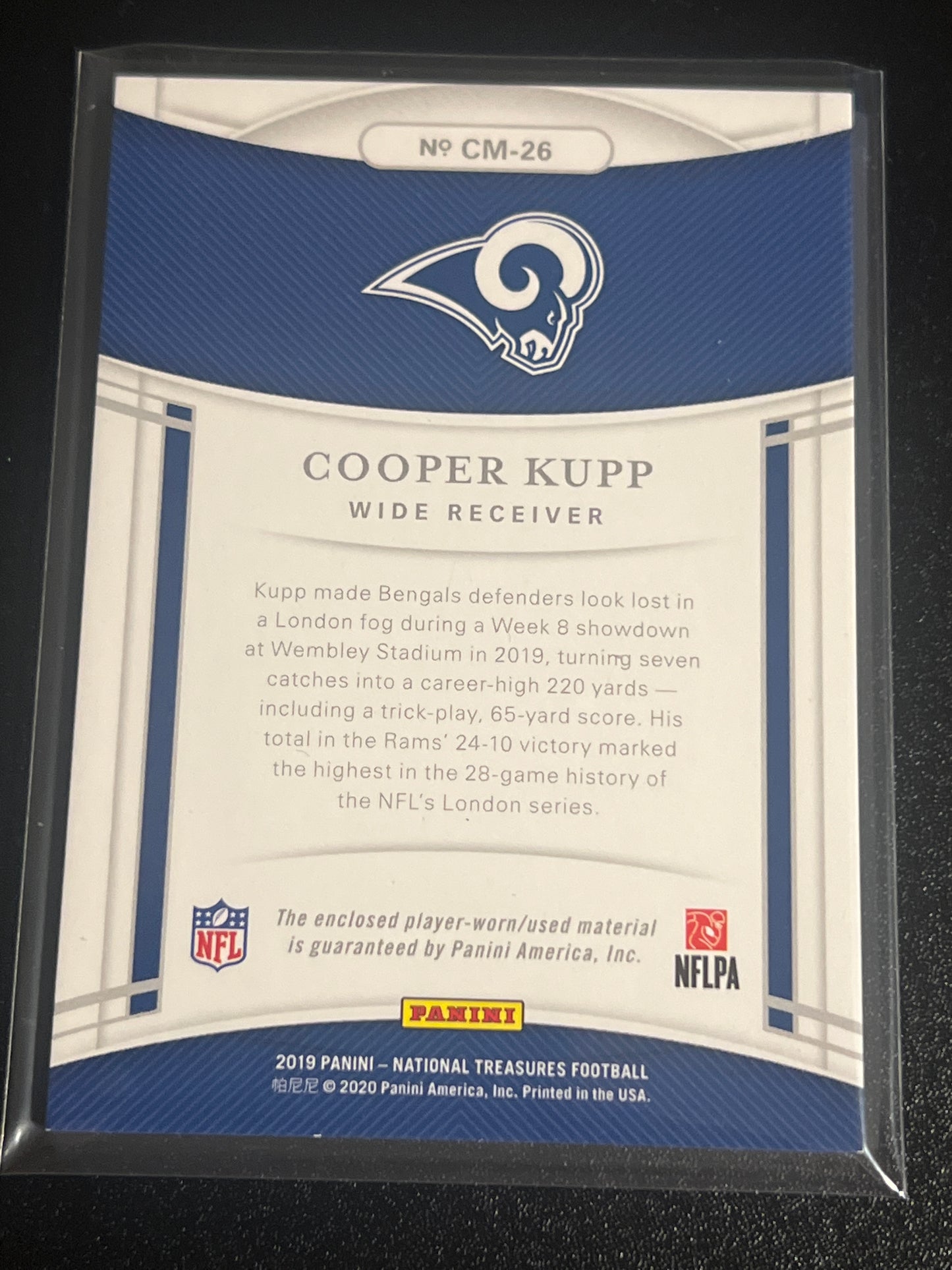 2019 Panini Nat. Treas. COOPER KUPP - Patch Card 53/99 #CM-26