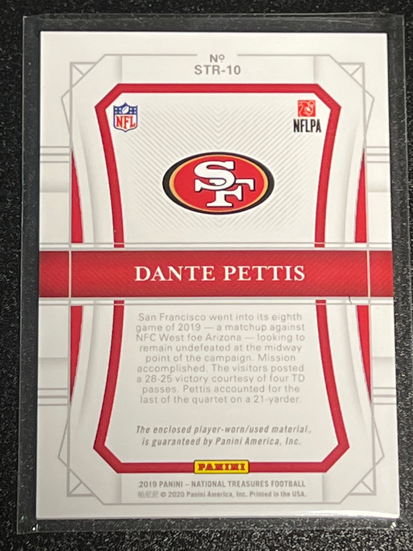 2019 Panini Nat. Treas. DANTE PETTIS - Patch Card - 58/99 - #STR-10