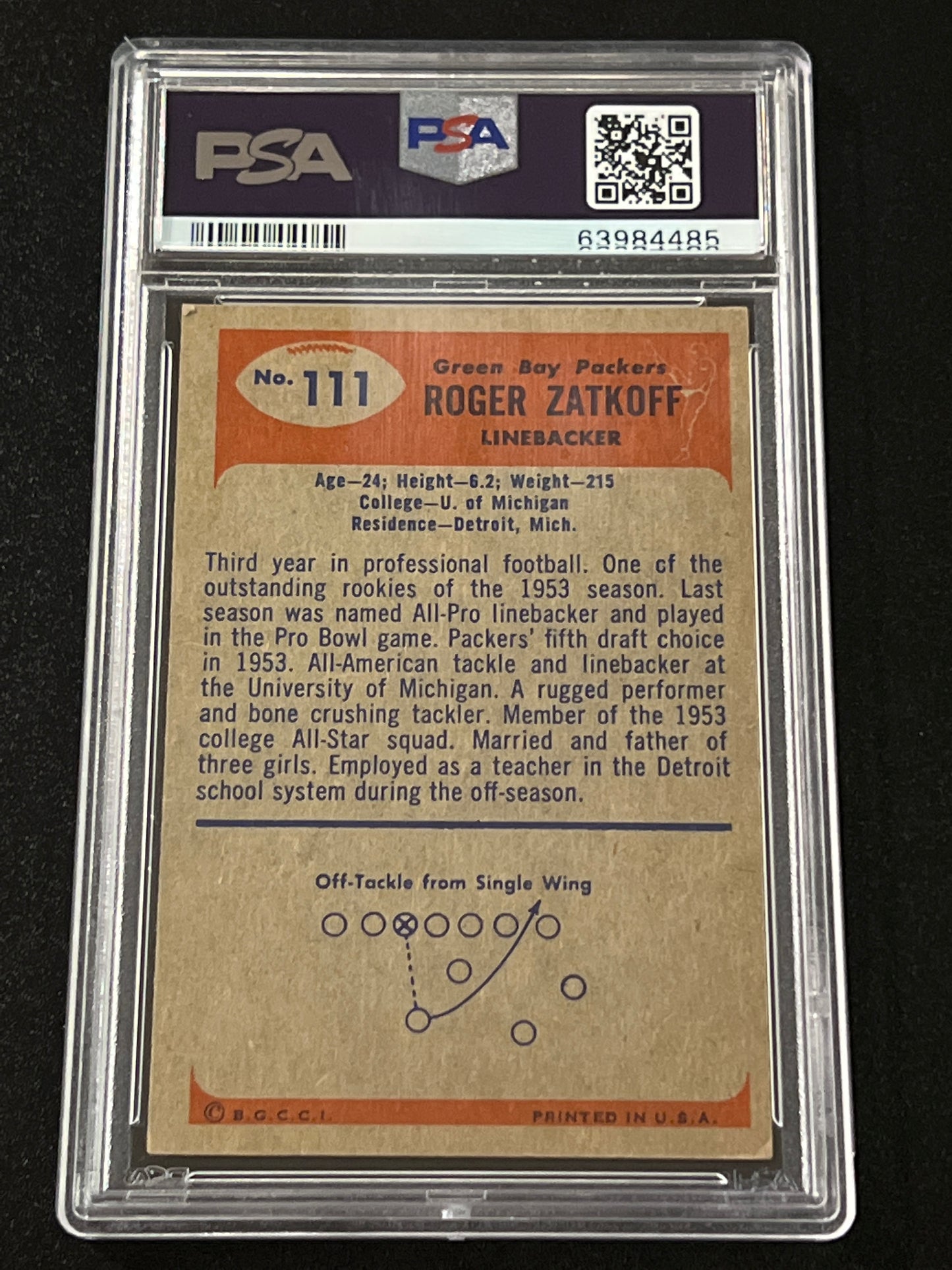 1955 Bowman ROGER ZATKOFF - PSA 2