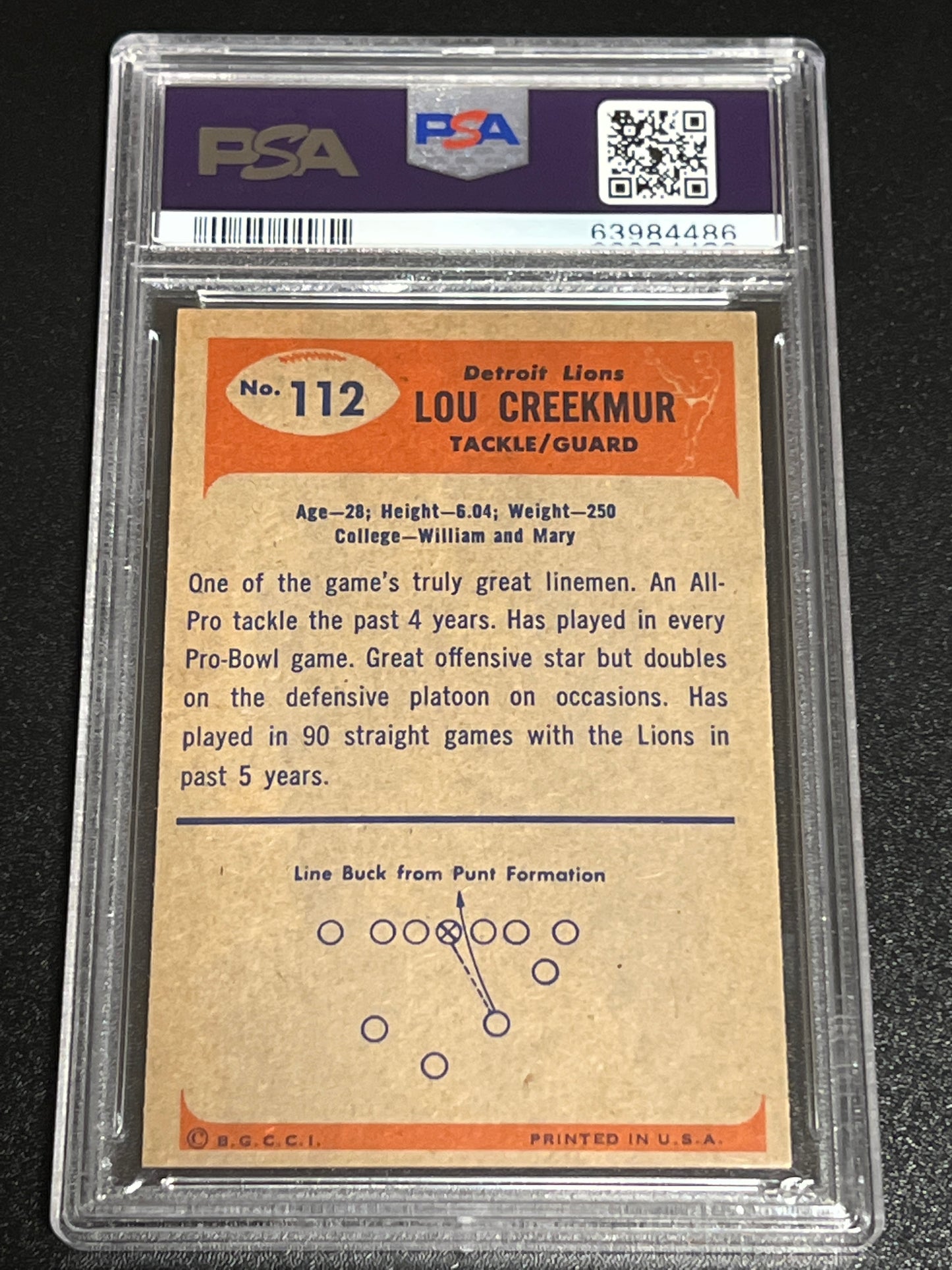 1955 Bowman LOU CREEKMUR - PSA 5 #112