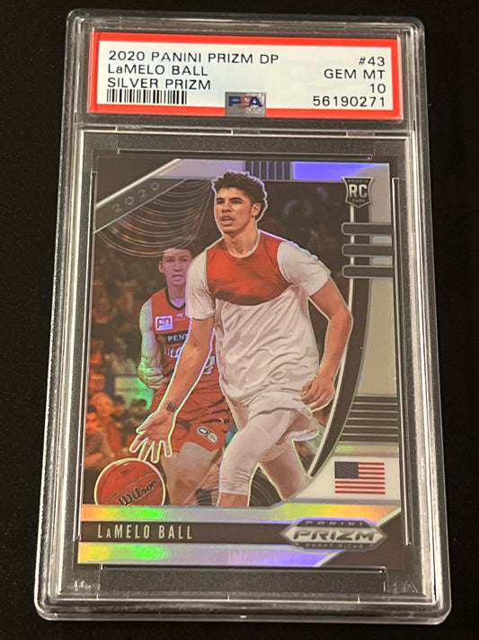 2020 Panini Prizm - LAMELO BALL - RC- #43 - Silver - PSA 10