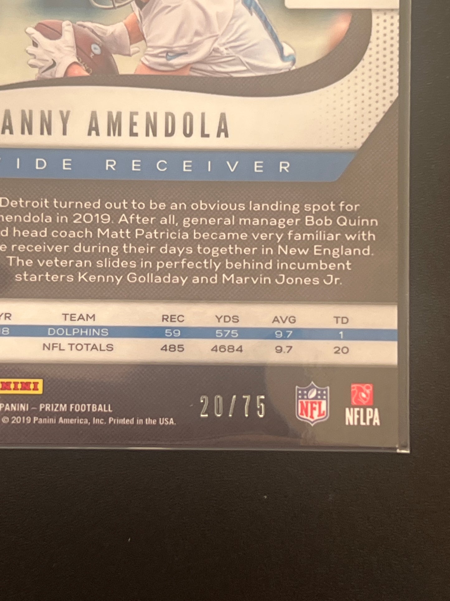 2019 Panini Prizm DANNY AMENDOLA 20/75 #110