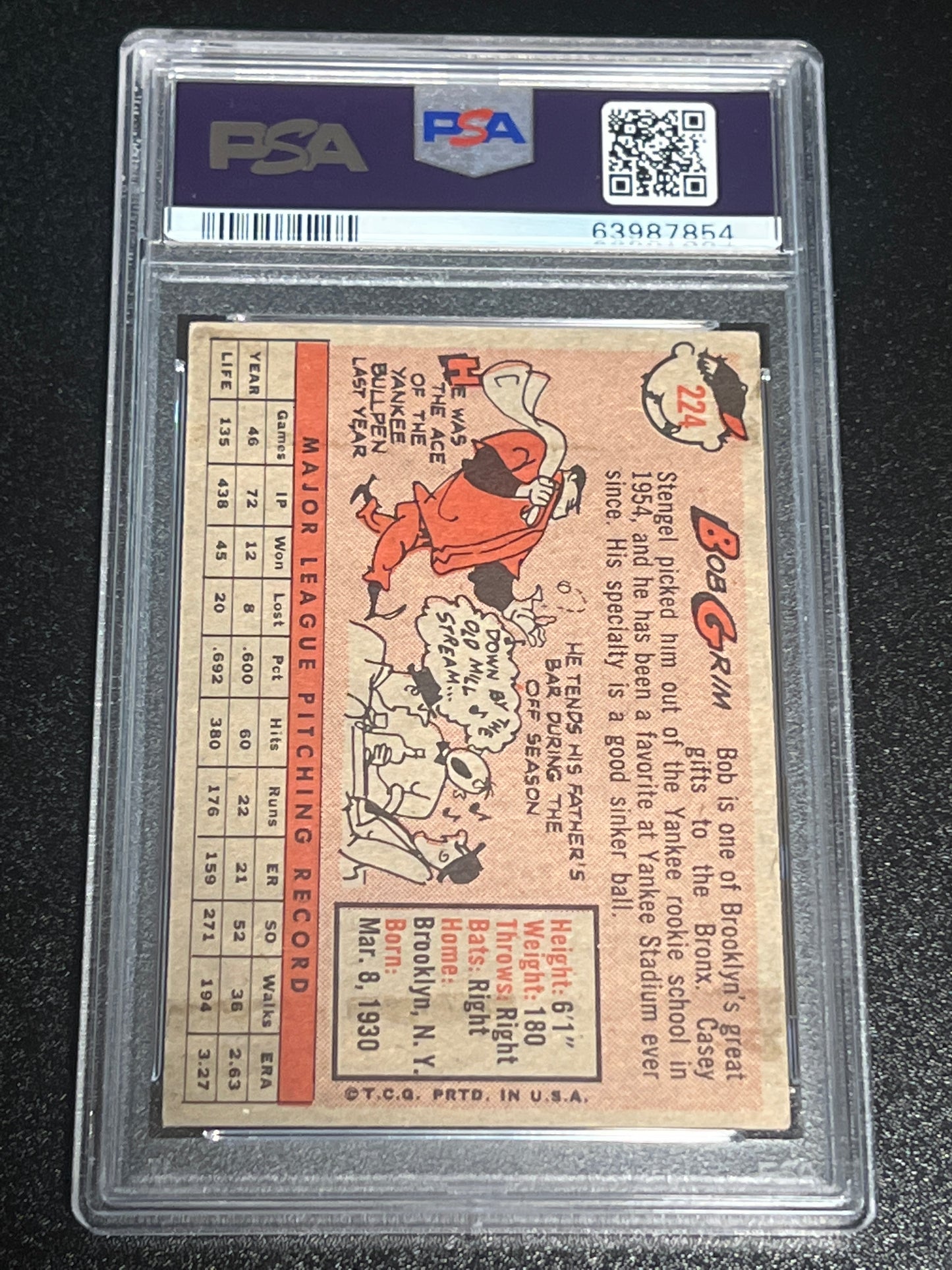 1958 Topps BOB GRIM - PSA 4