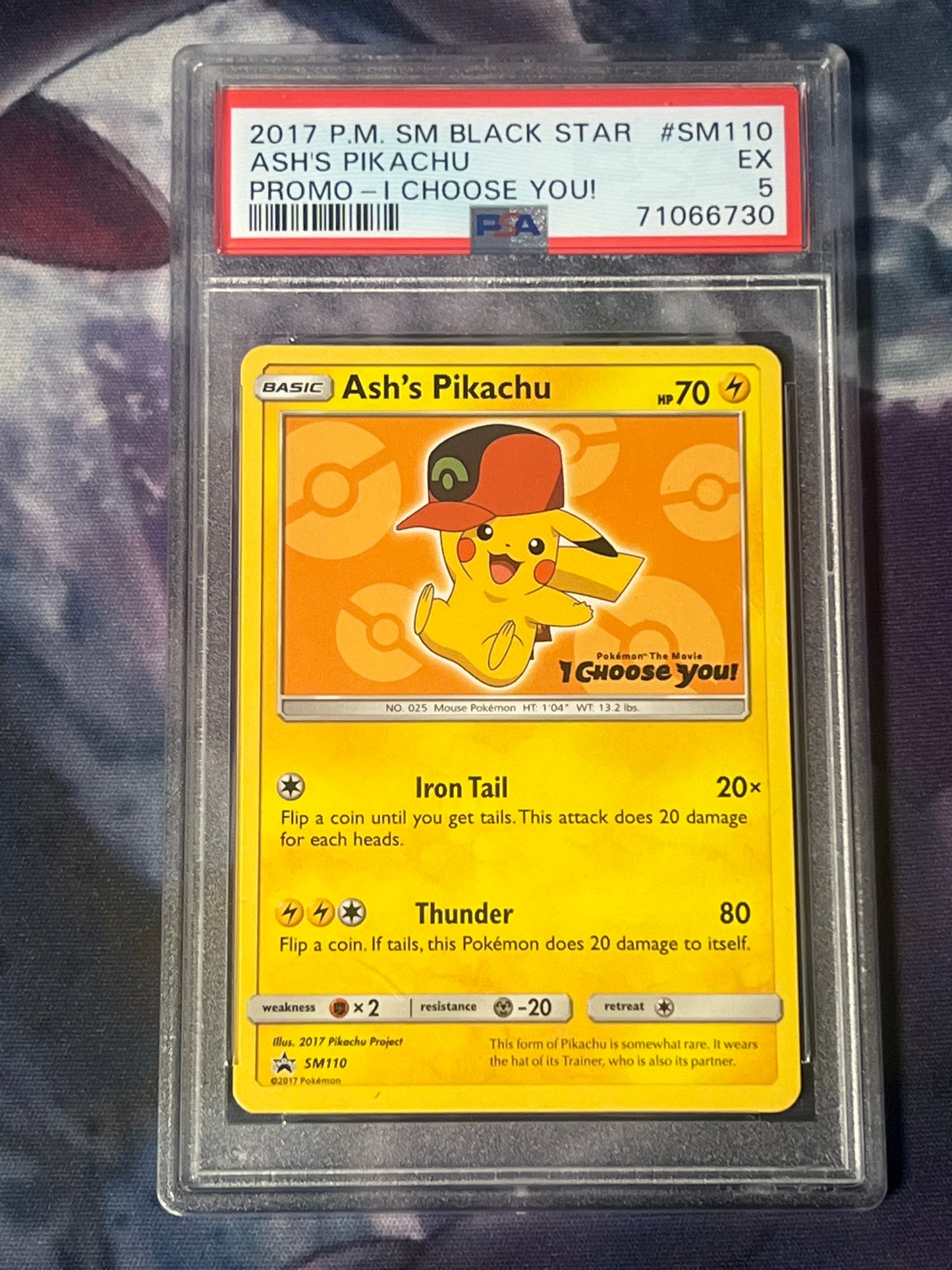 2017 Pokemon Ash's Pikachu - Black Star Promo - Graded PSA 5  - #SM110