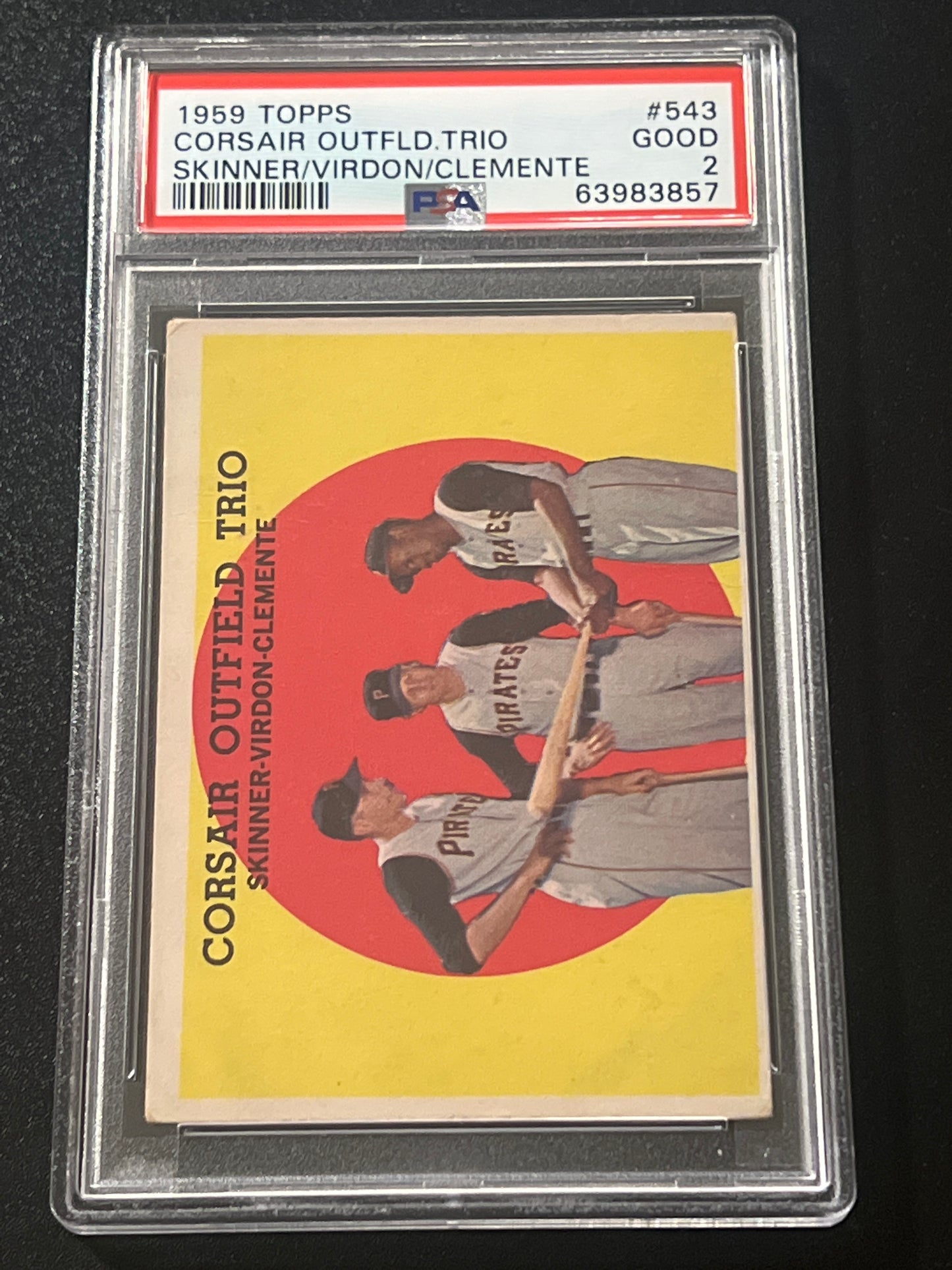 1959 Topps CORSAIR OUTFLD. TRIO SKINNER/VIRDON/CLEMENTE - PSA 2