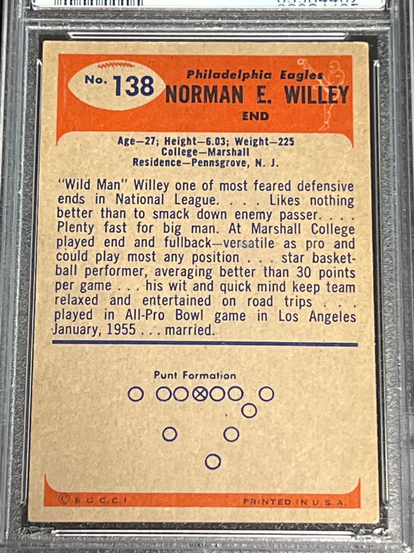 1955 Bowman NORM WILLEY - PSA 5