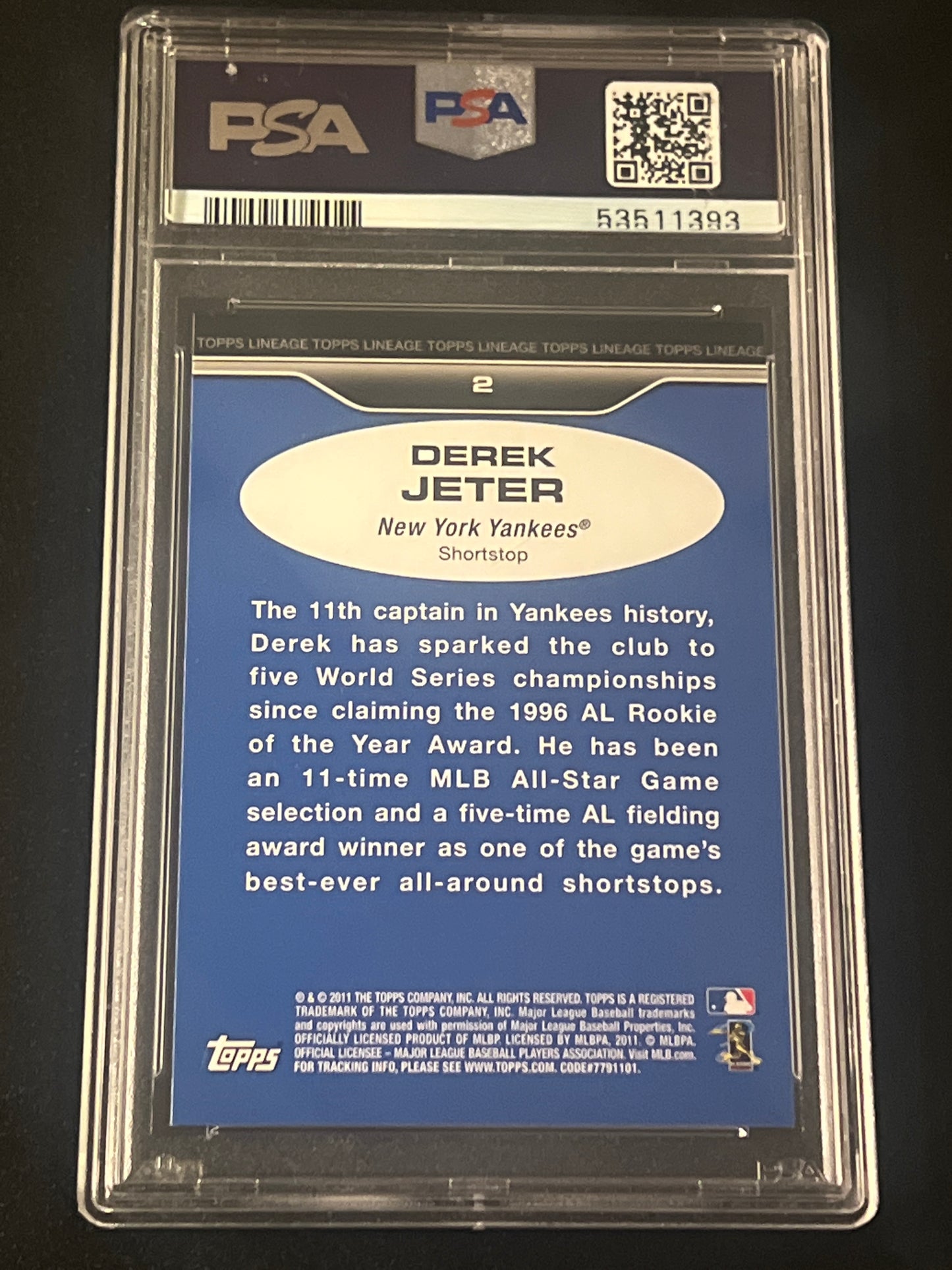 2011 Topps Lineage - DEREK JETER - #2 - PSA 10