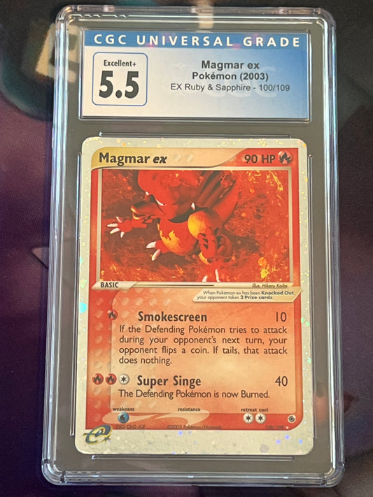 2003 Pokemon - Magmar EX - Rare Holo - Graded CGC 5.5 - #100