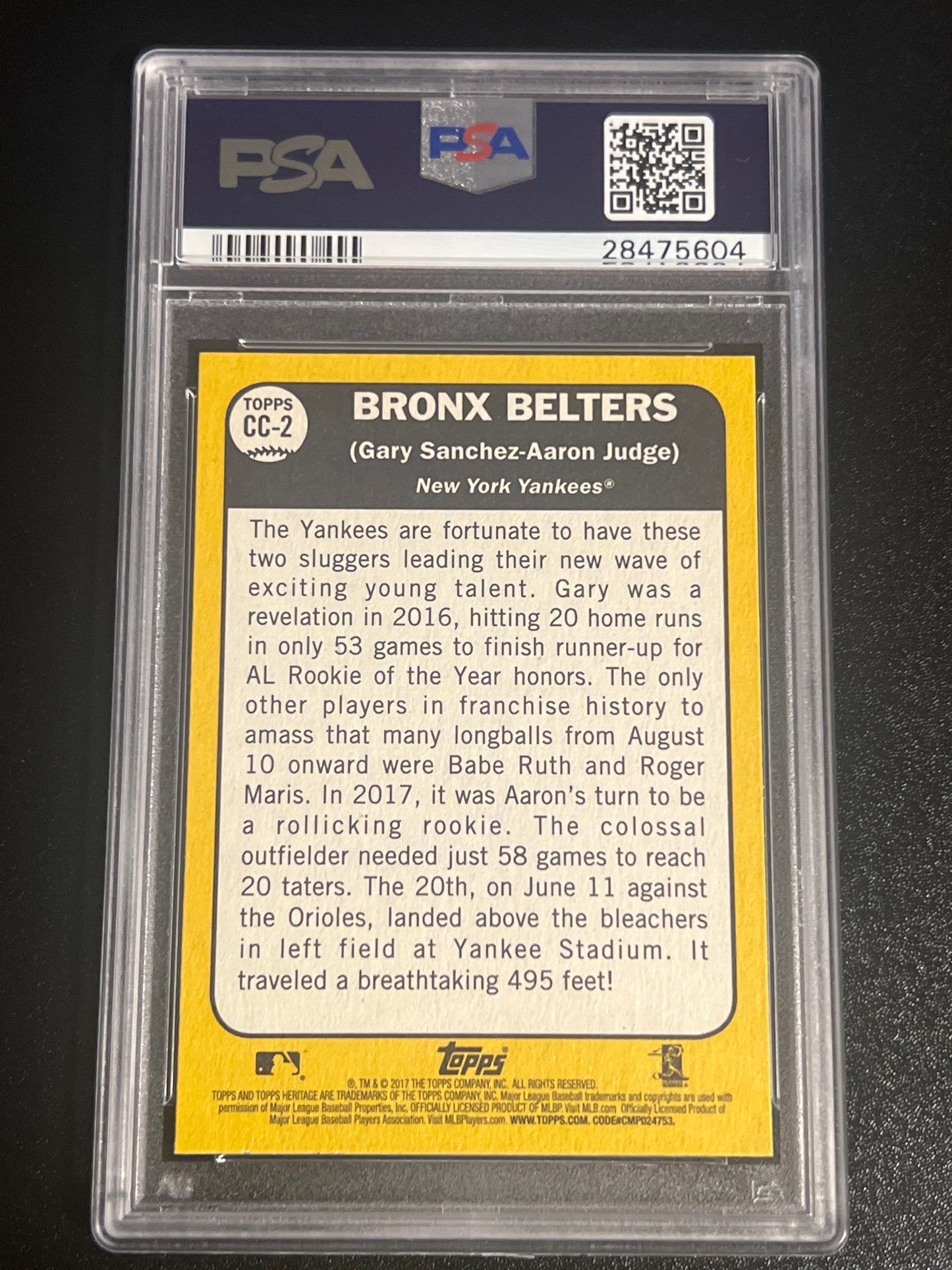 2017 Topps Heritage G. SANCHEZ/A. JUDGE - PSA 10 #CC-2