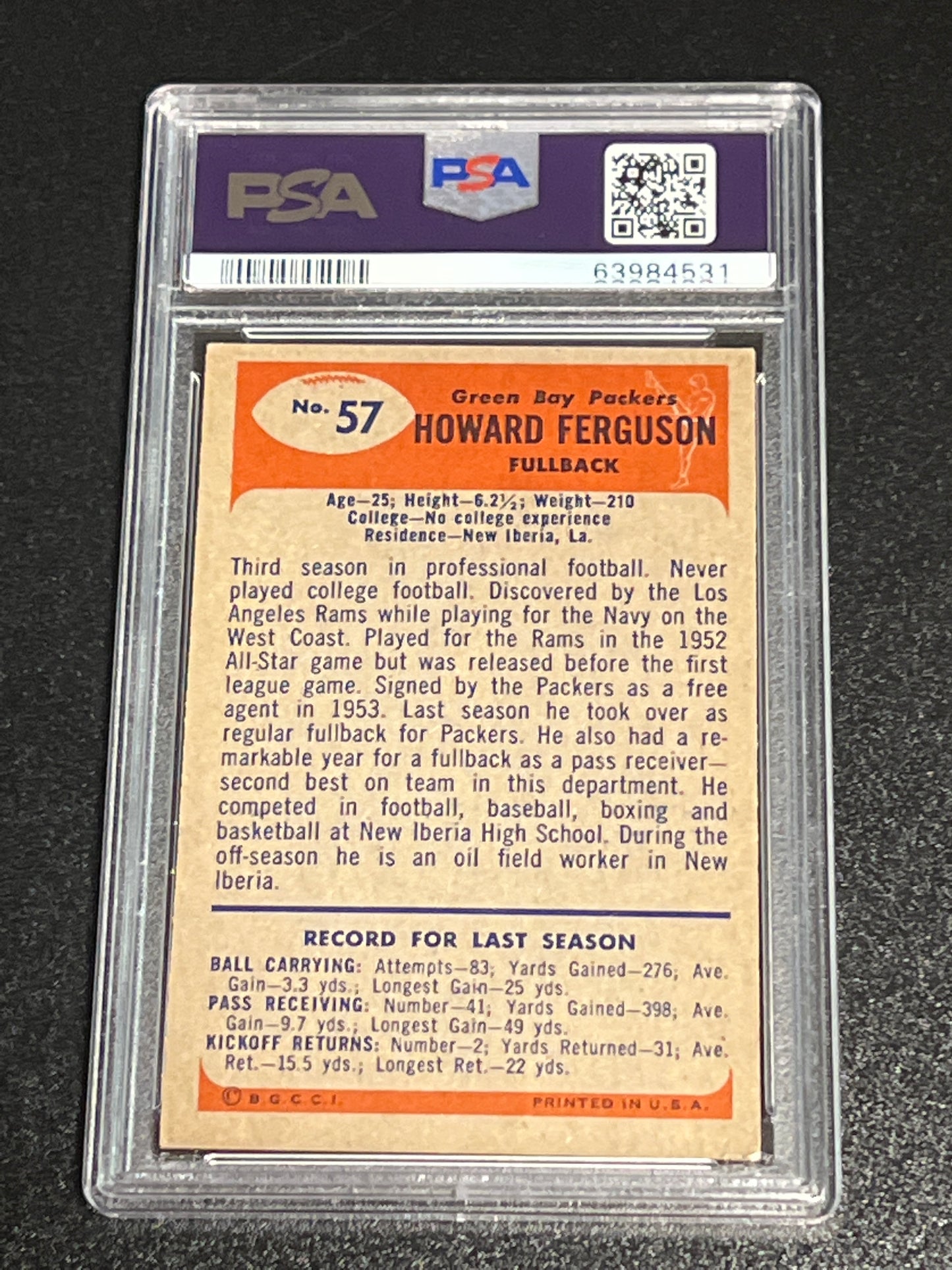 1955 Bowman HOWARD FERGUSON - RC - #57- PSA 5