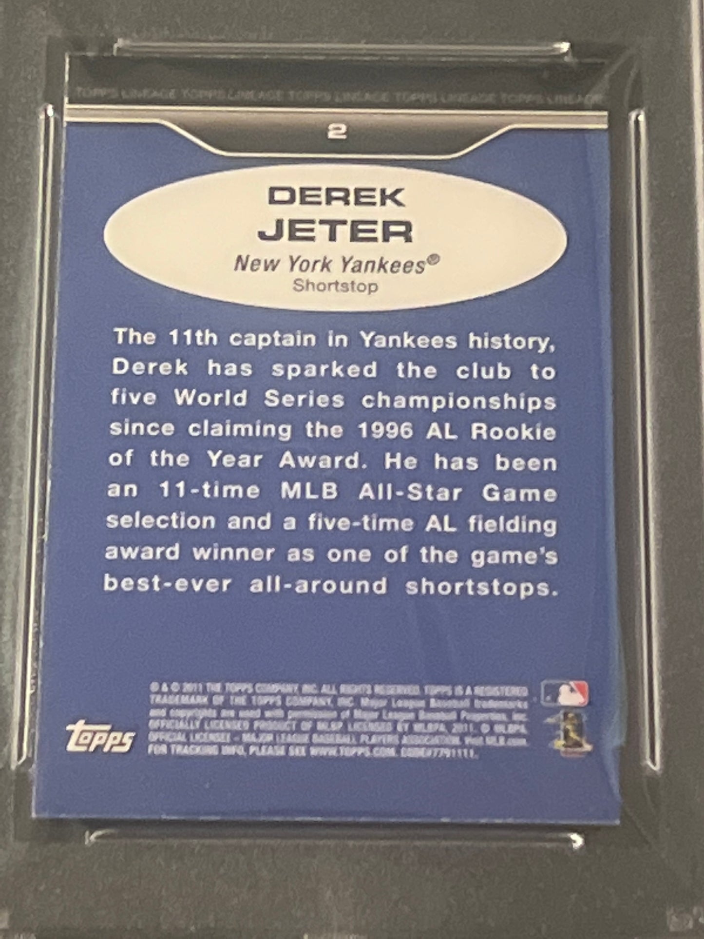 2011 Topps Lineage DEREK JETER  - #2  - PSA 9 - 1975 Mini