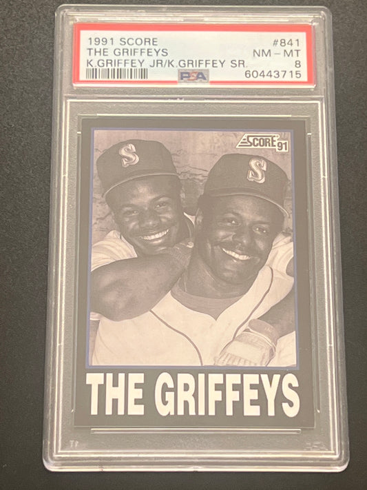 1991 Score THE GRIFFEYS - #841 - PSA 8 NM-MT