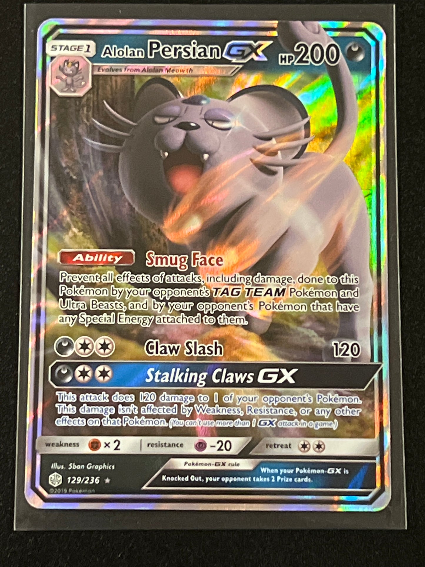 2019 Pokemon ALOLAN PERSIAN GX - Holo - #129