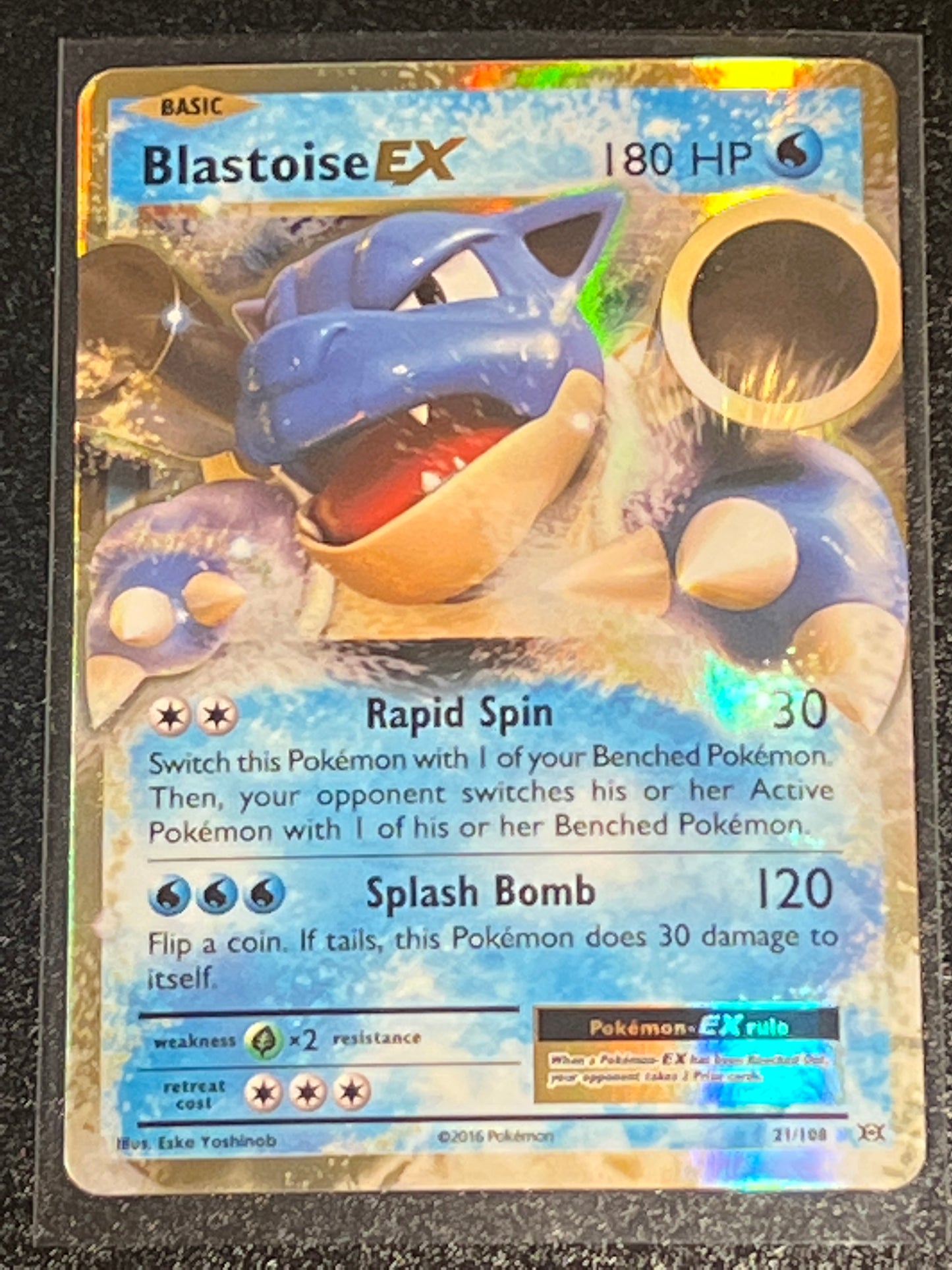 2016 Pokemon BLASTOISE EX - Holo - #21