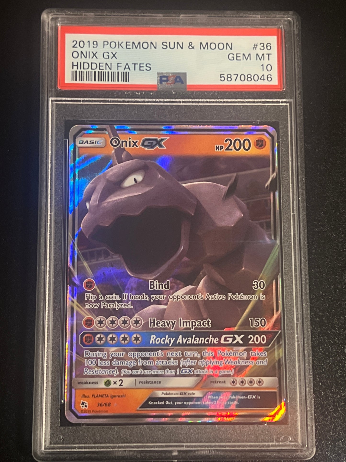 2019 Pokemon Sun & Moon ONIX GX - PSA 10