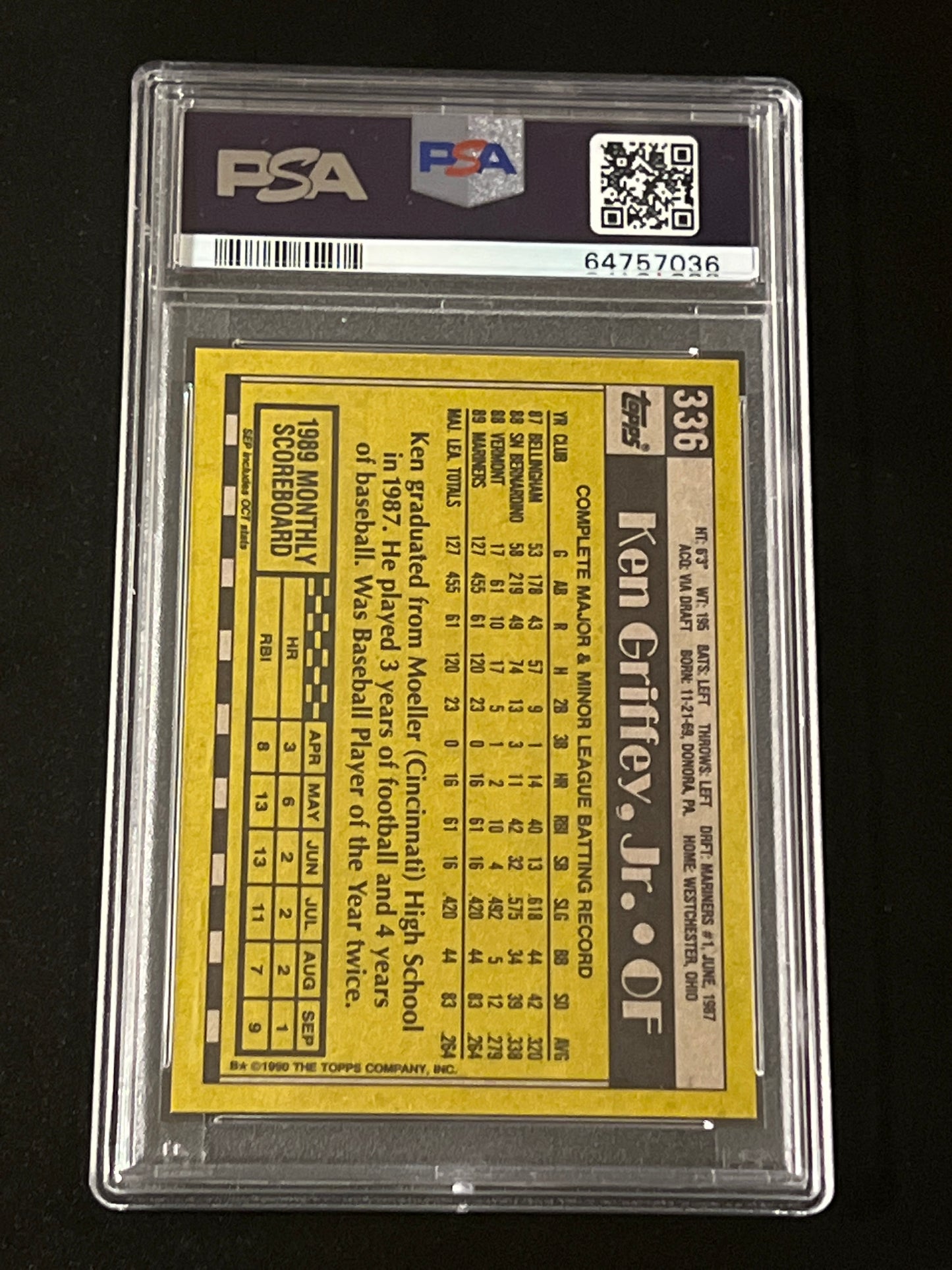 1990 Topps KEN GRIFFEY JR. - PSA 8