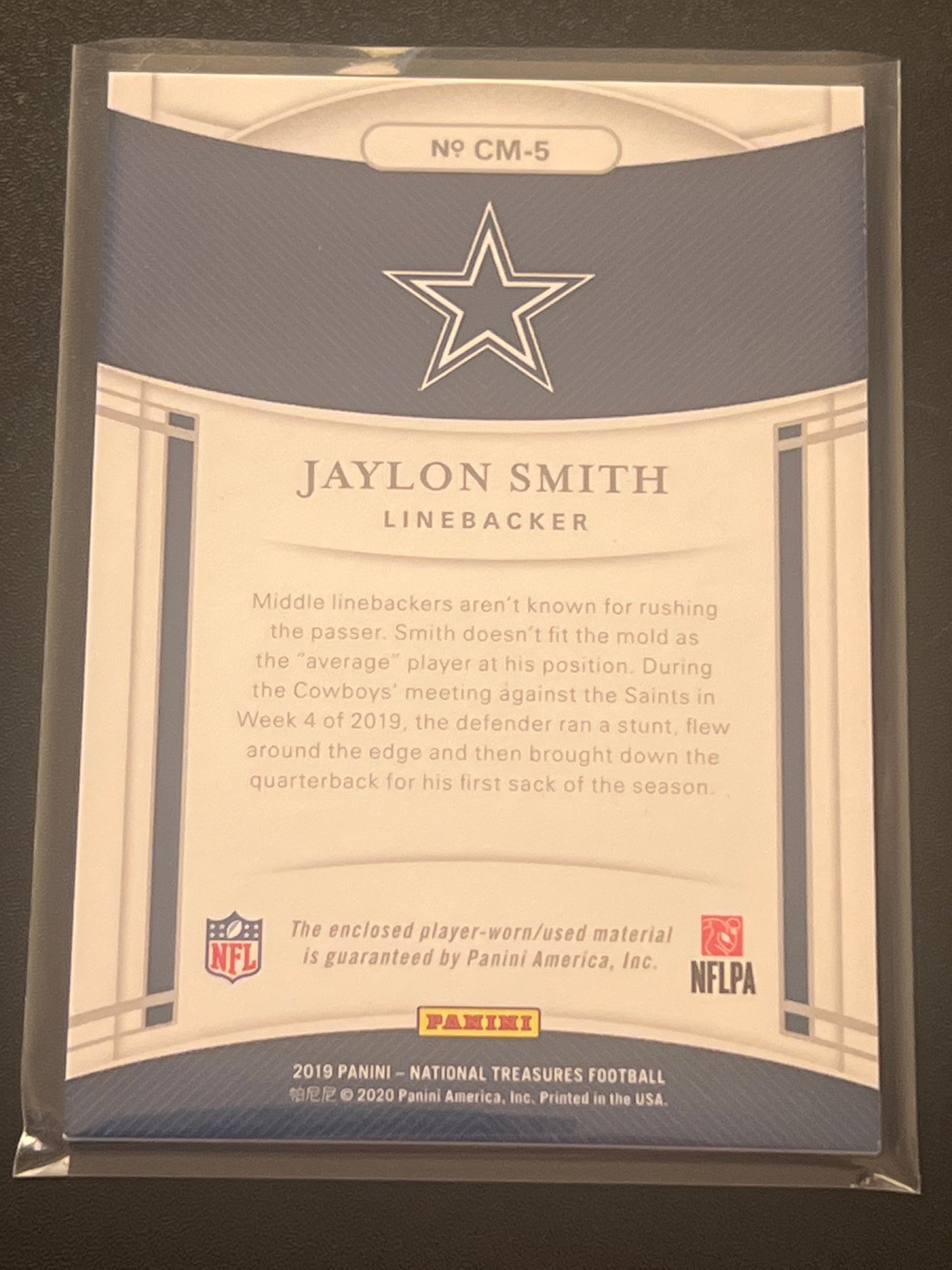 2019 Panini Nat. Treas.  JAYLON SMITH - Patch Card 55/99 #CM-5