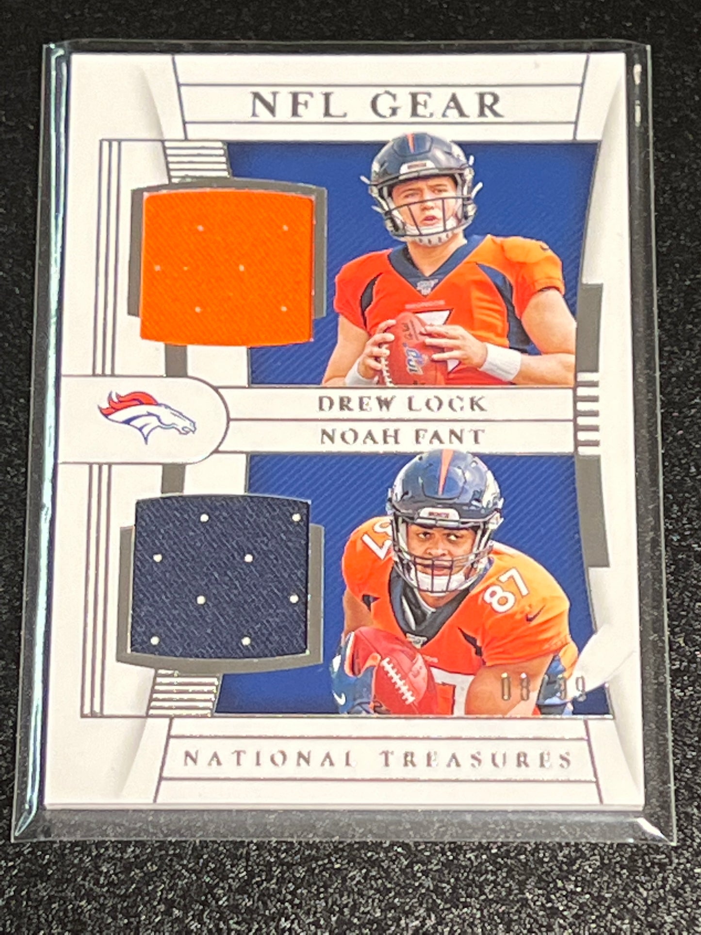 2019 Panini Nat. Treas. DREW LOCK / NOAH FANT - Patch Card - RC - 08/99- #GCM-20