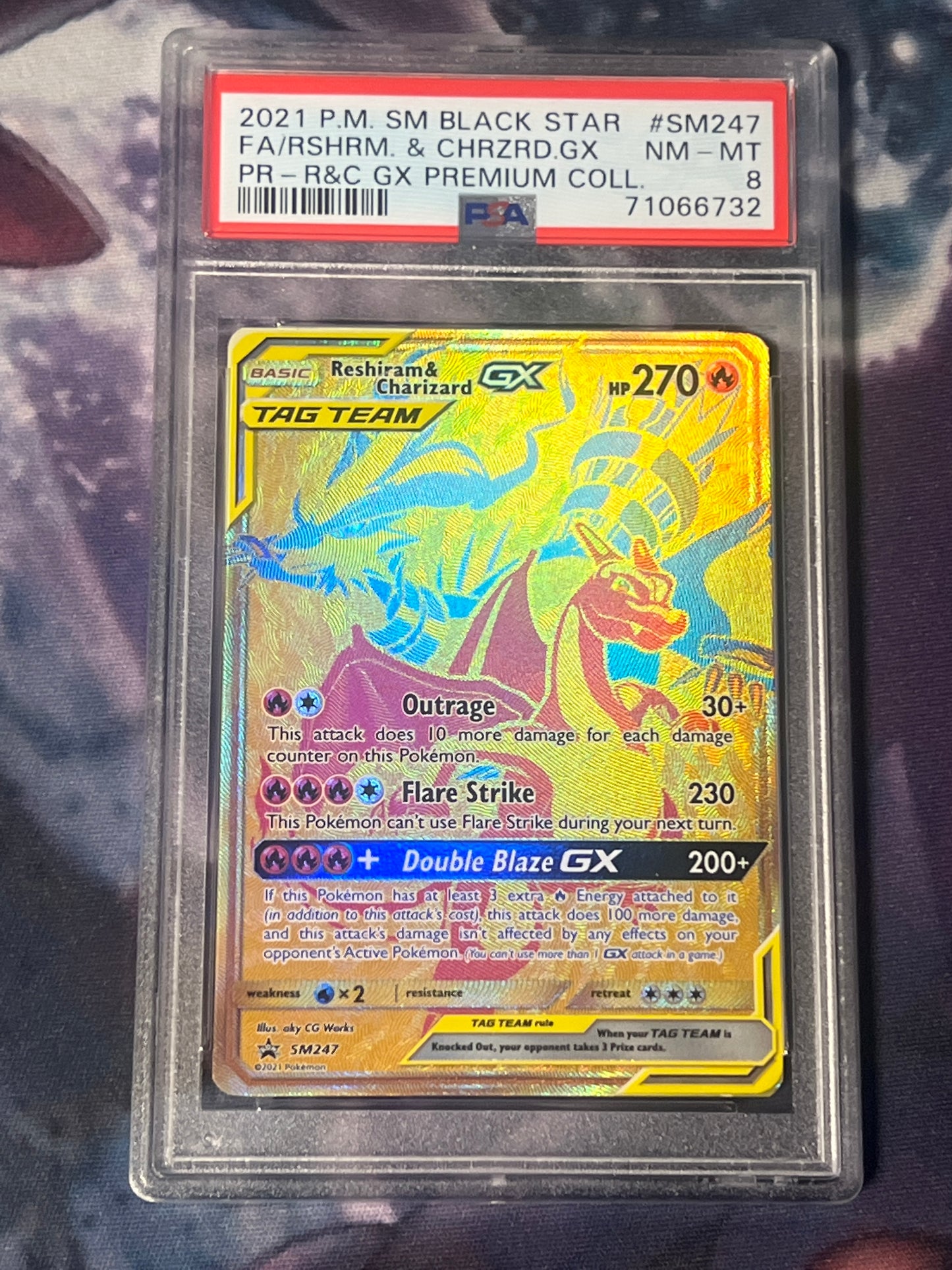 2021 Pokemon - Reshiram & Charizard GX - Black Star Promo - Graded PSA 8 - #SM247