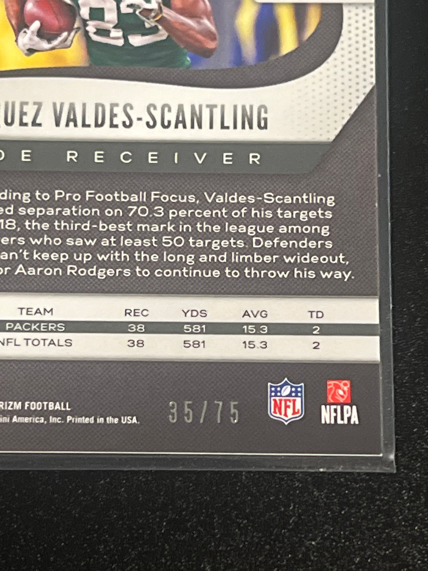 2019 Panini Prizm MARQUEZ VALDES-SCANTLING 35/75 #117