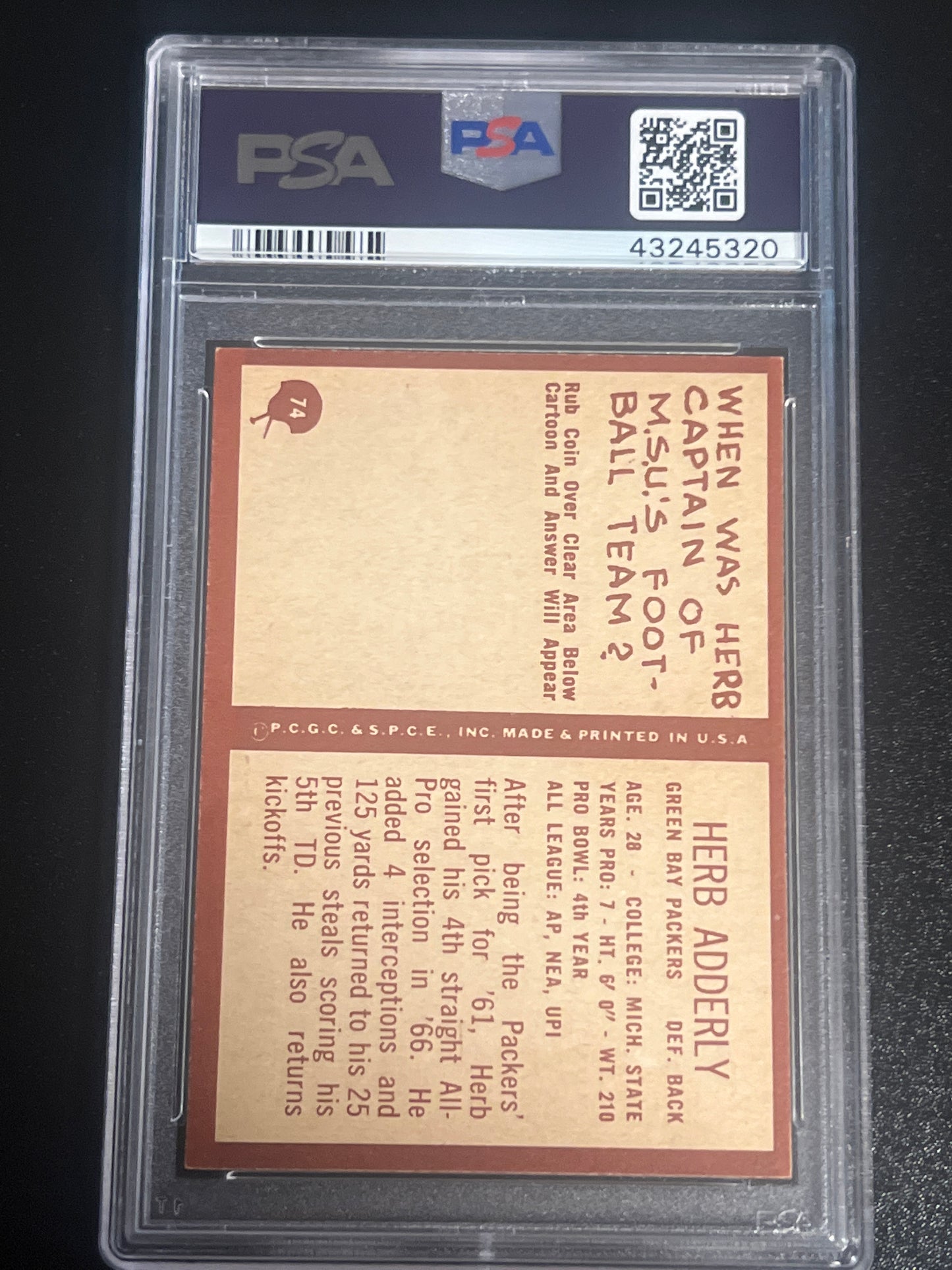 1967 Philadelphia  HERB ADDERLY - PSA 5 #74