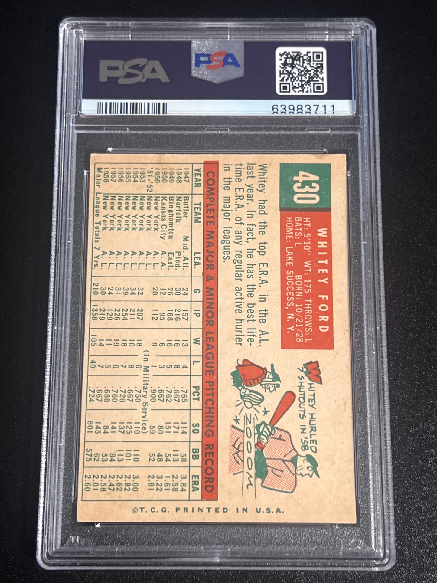 1959 Topps WHITEY FORD - PSA 6 #430