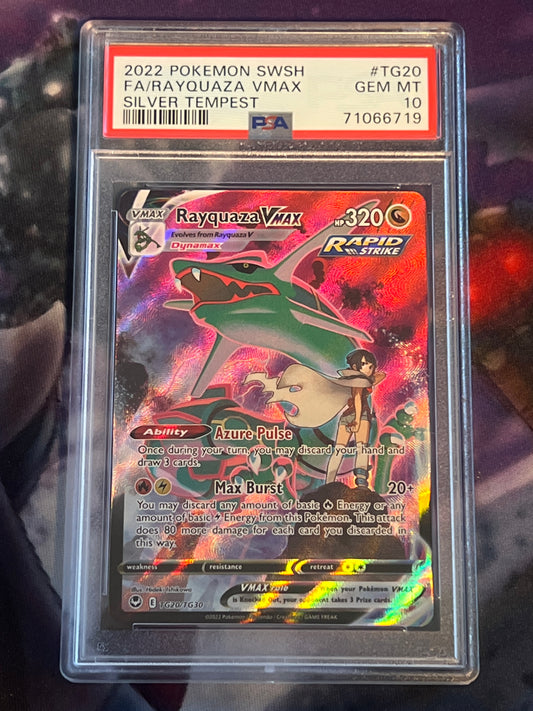 2022 Pokemon Rayquaza Vmax - Ultra Rare - Full Art - Graded PSA 10  - #TG20