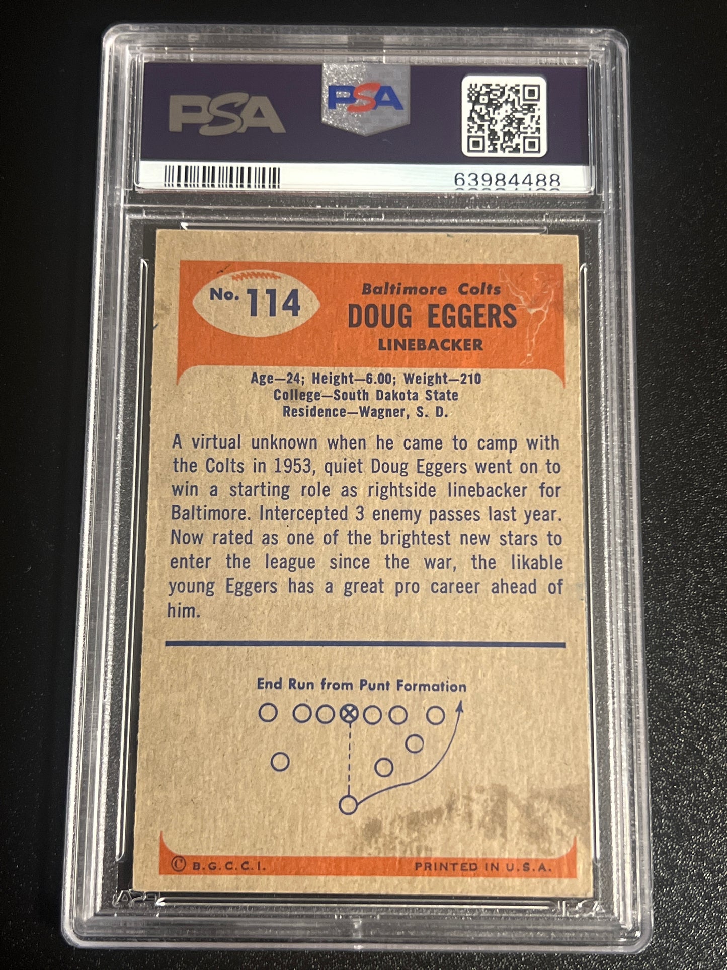 1955 Bowman DOUG EGGERS - PSA 5 #114