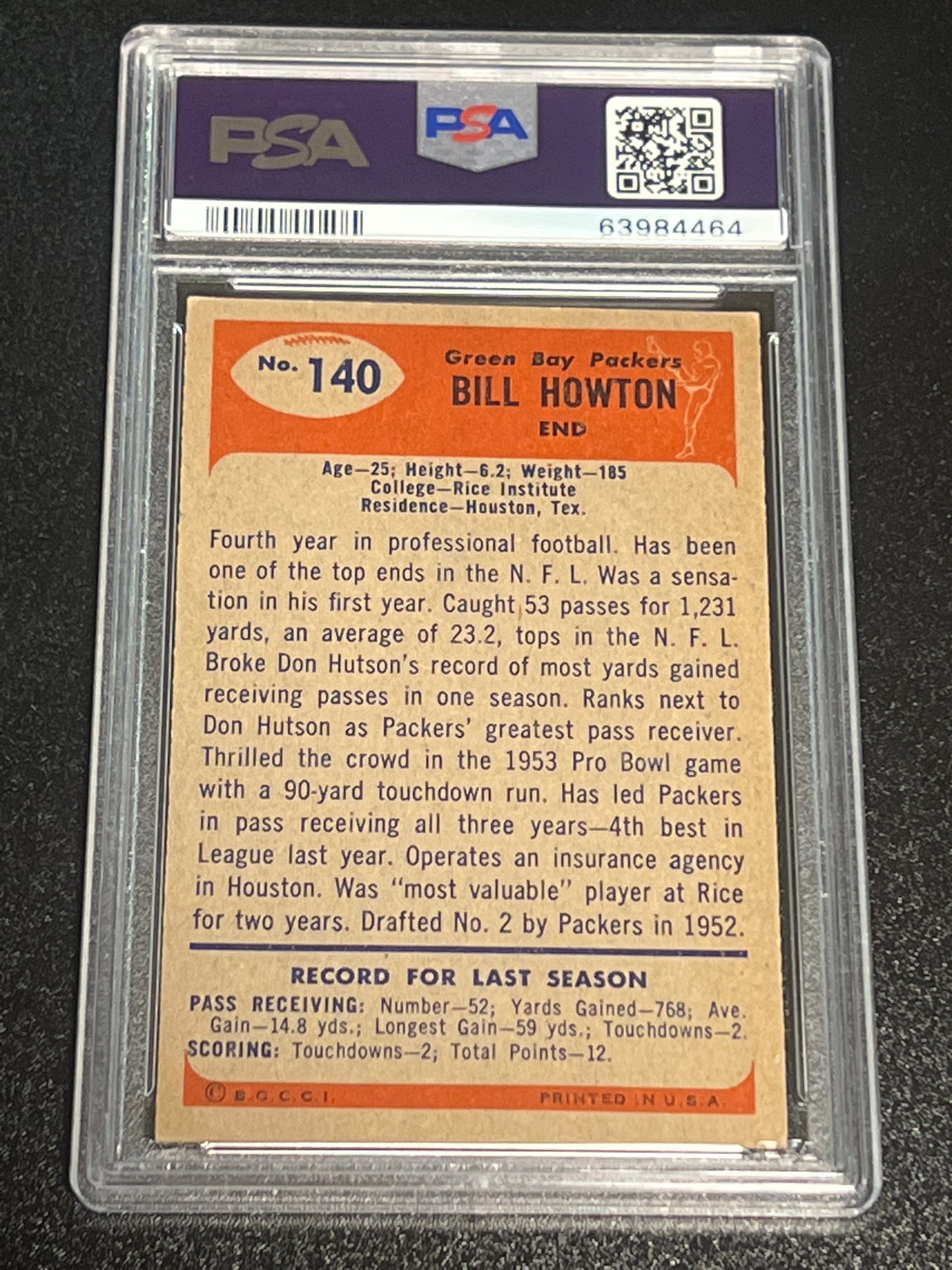 1955 Bowman BILL HOWTON - PSA 6