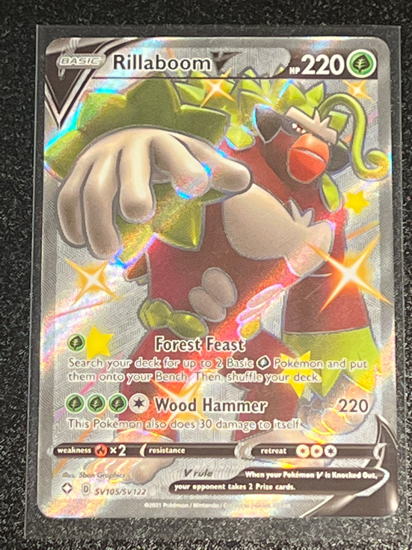 2021 Pokemon RILLABOOM V - Holo - #SV105