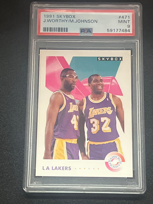 1991 Skybox MAGIC JOHNSON & JAMES WORTHY  - #471 -  PSA 9