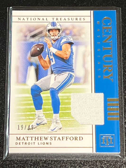 2019 Panini Nat. Treas. MATTHEW STAFFORD - Patch Card - 19/49- #CM-9