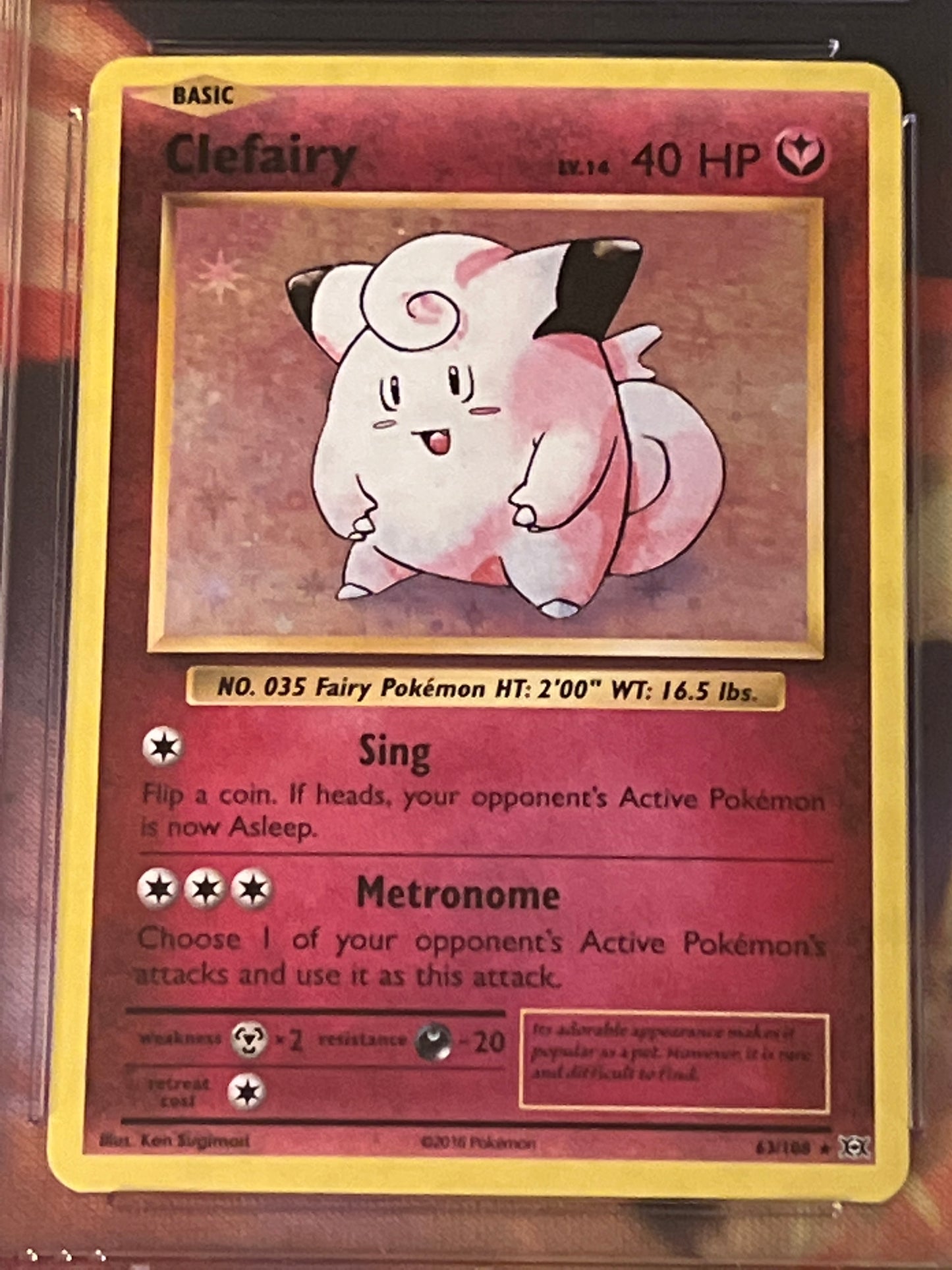 2016 Pokemon - Clefairy - Holo Rare - Graded CGC 6.5 - #63