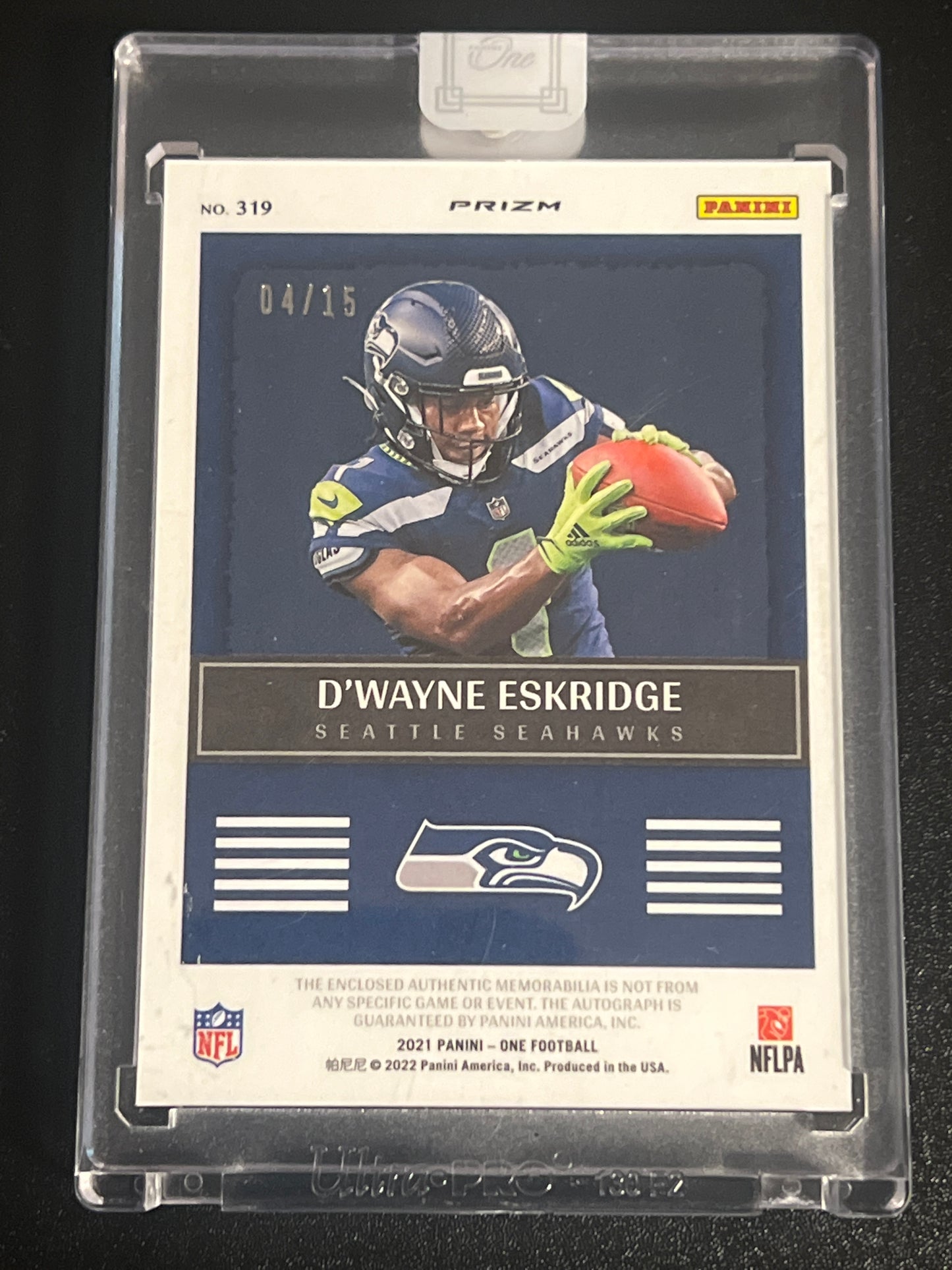 2021 Panini One D'WAYNE ESKRIDGE - Patch Card - AUTO 04/15 #319