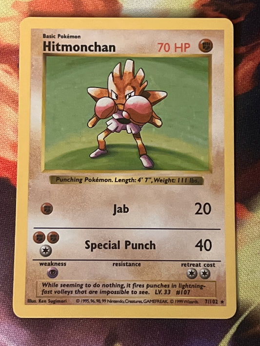 1999 Pokemon Hitmonchan - Shadowless - Rare Holo - #7