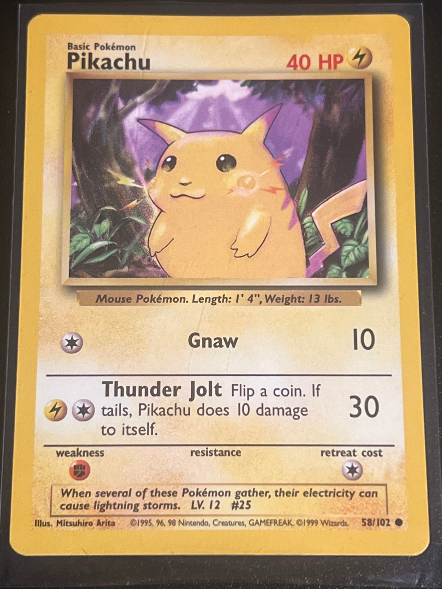 1999 Pokemon PIKACHU Yellow Cheeks - Base Set - #58