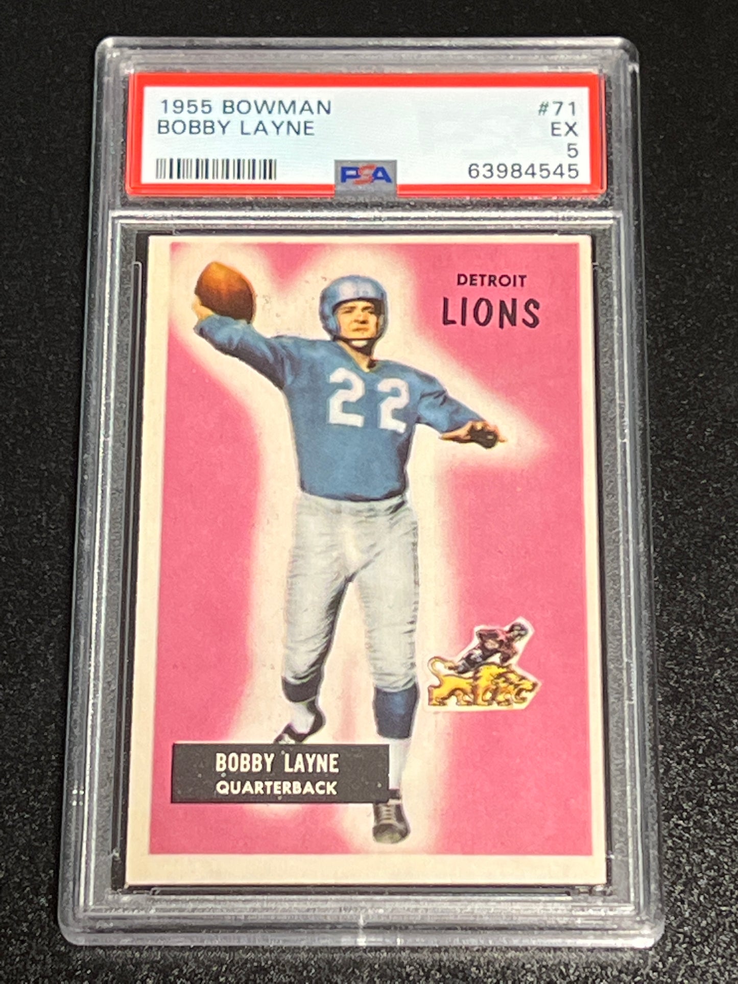 1955 Bowman BOBBY LAYNE  - #71 - PSA 5