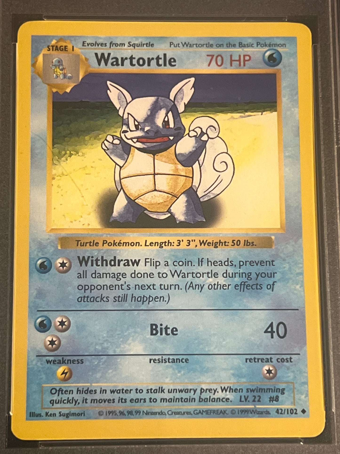 1999 Pokemon Game WARTORTLE - Shadowless - PSA 9