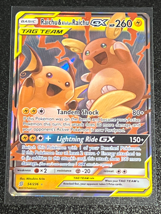 2019 Pokemon RAICHU & ALOLAN RAICHU GX - Holo - #54