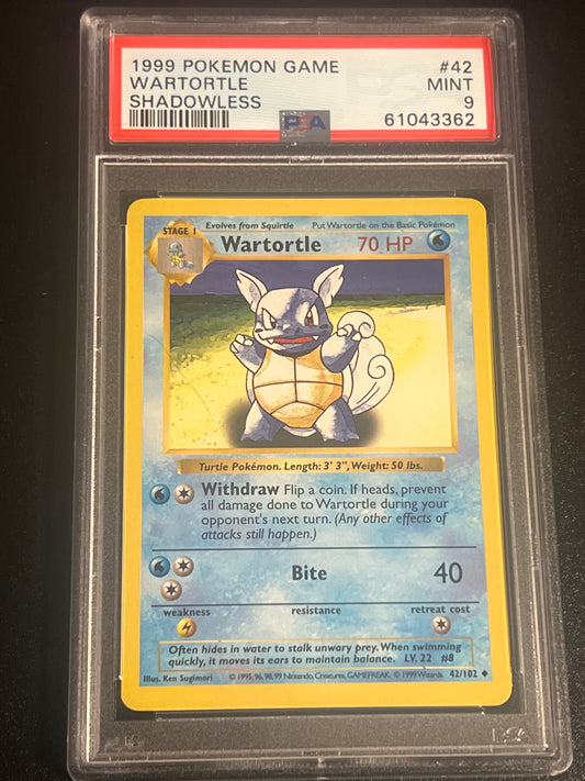 1999 Pokemon Game WARTORTLE - Shadowless - PSA 9