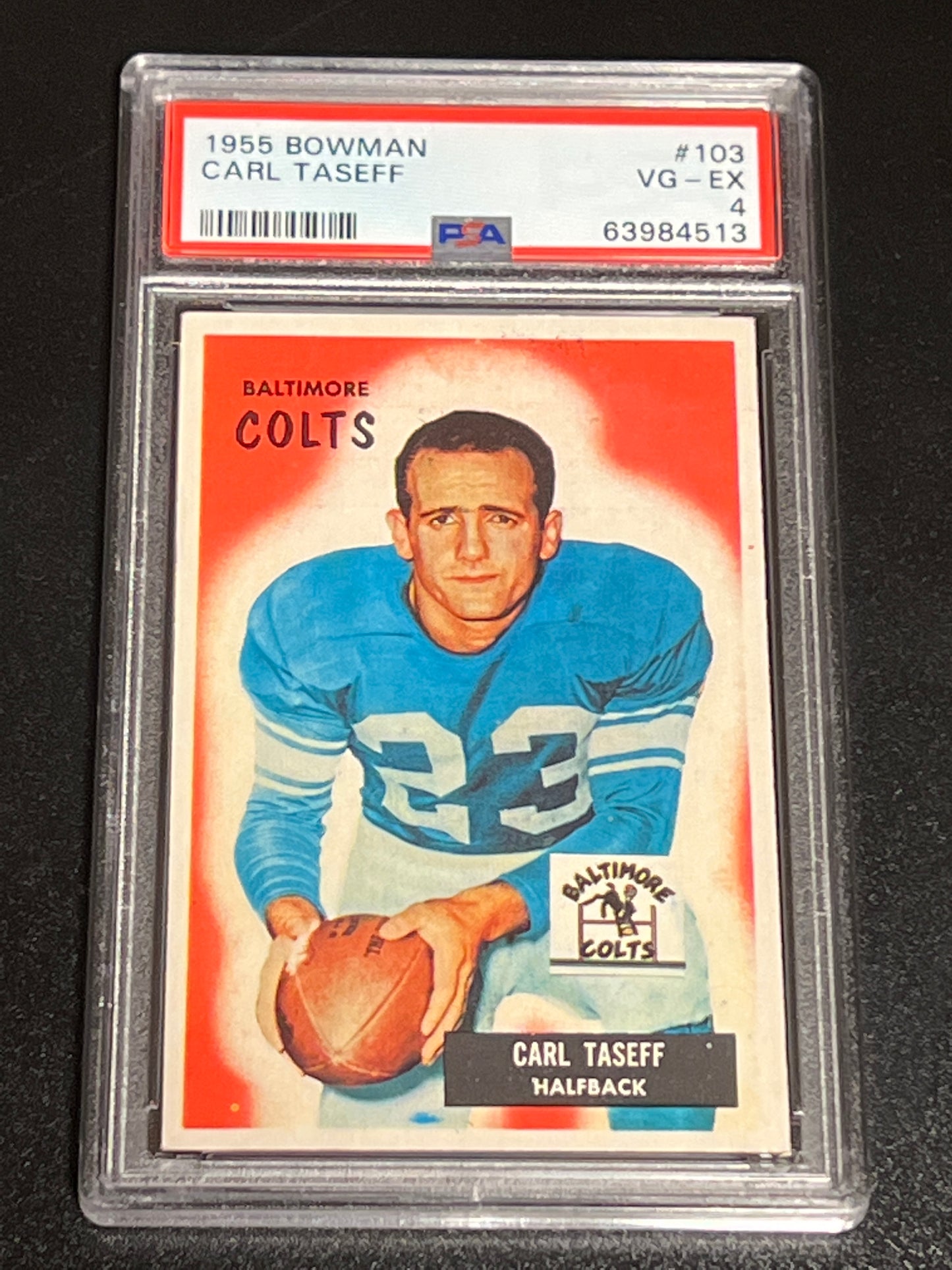 1955 Bowman CARL TASEFF - #103 - PSA 4