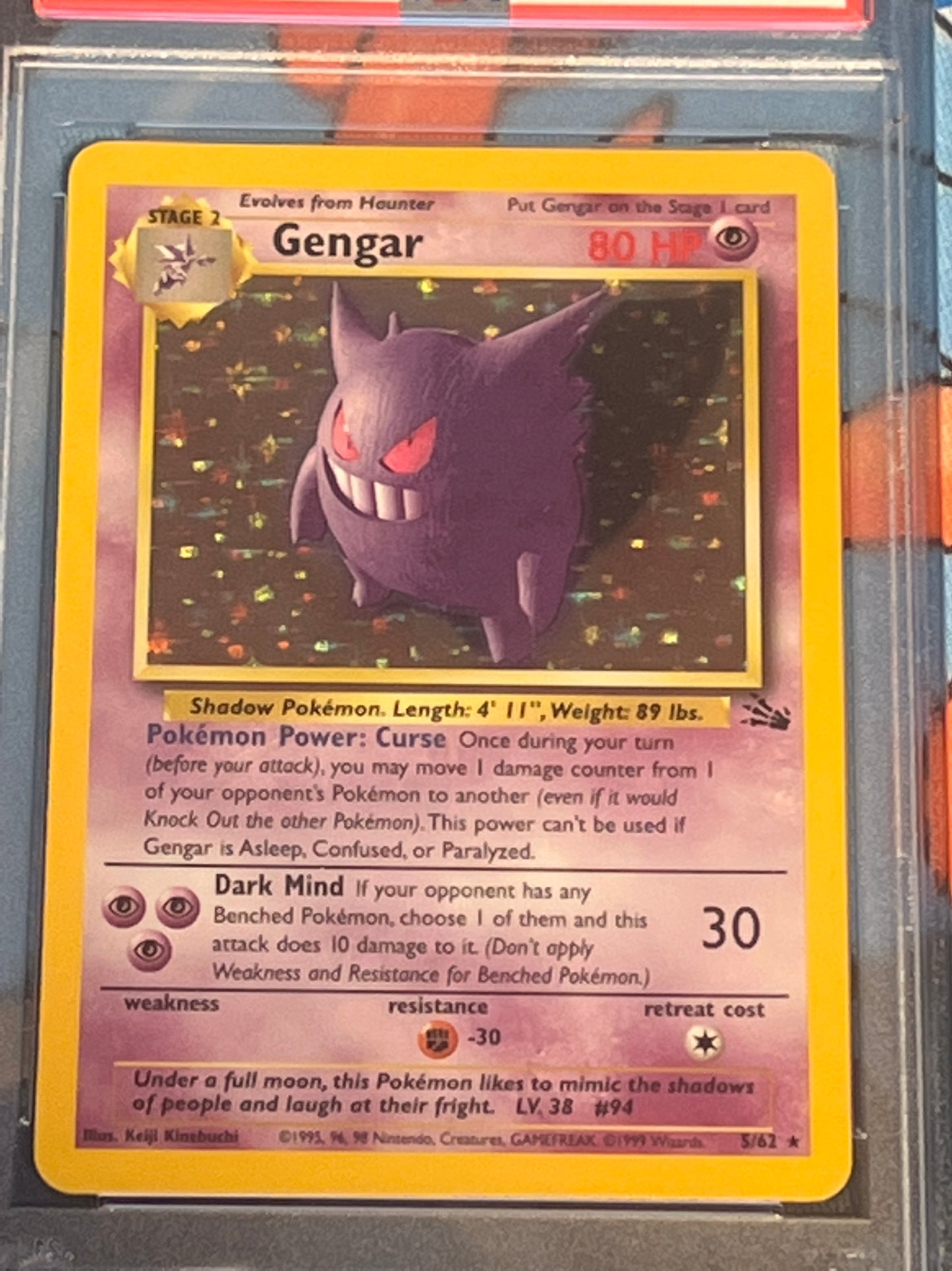 1999 Pokemon Fossil Gengar - Holo - Graded PSA 8 - #5