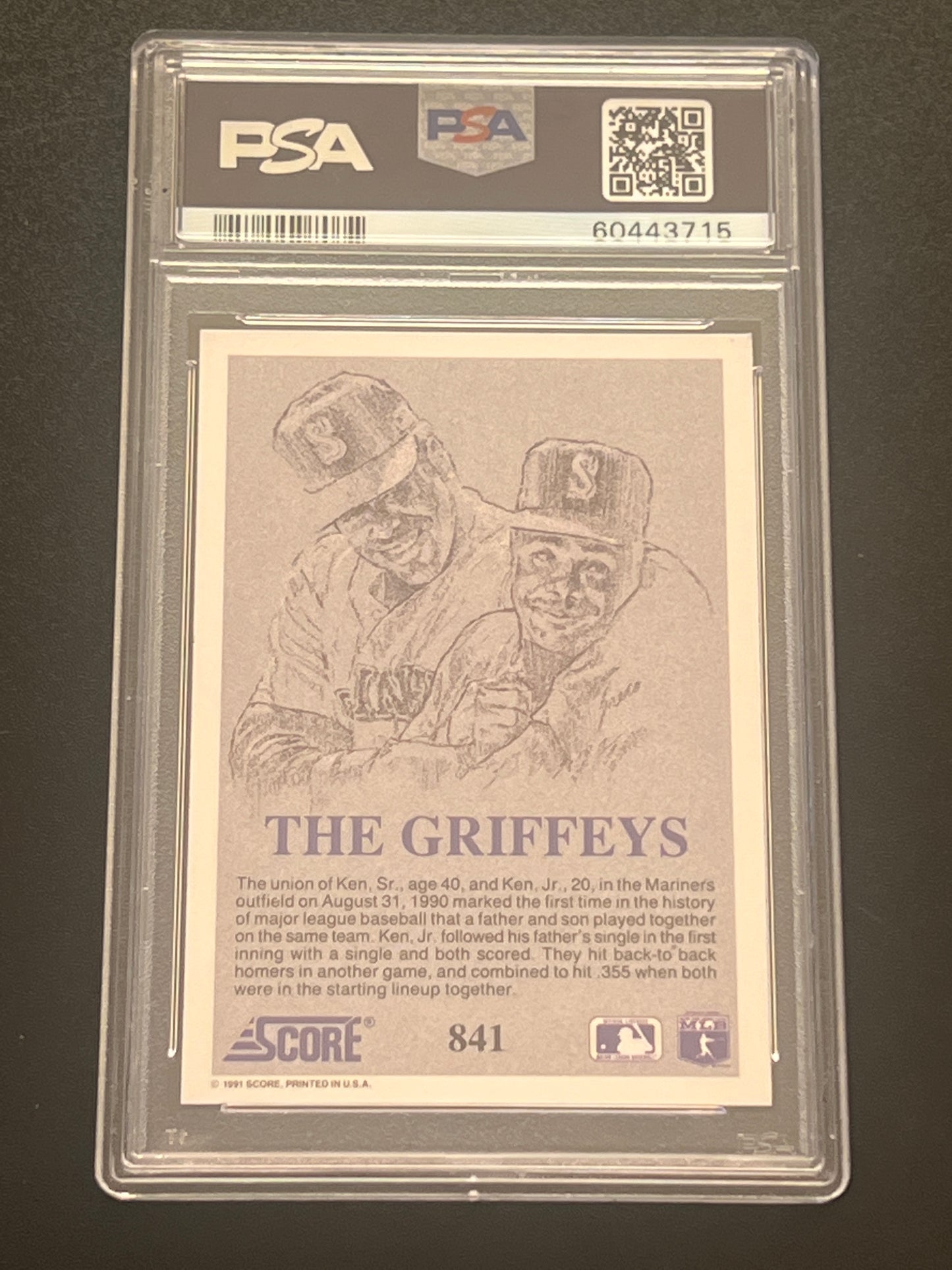 1991 Score THE GRIFFEYS - #841 - PSA 8 NM-MT