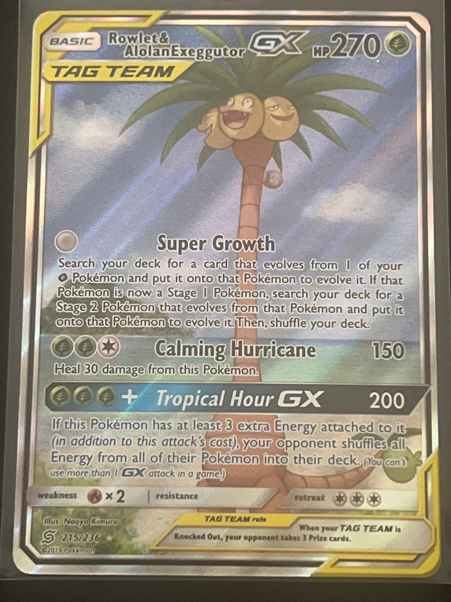 2019 Pokemon ROWLET & ALOLANEXEGGUTOR GX - Holo - #215