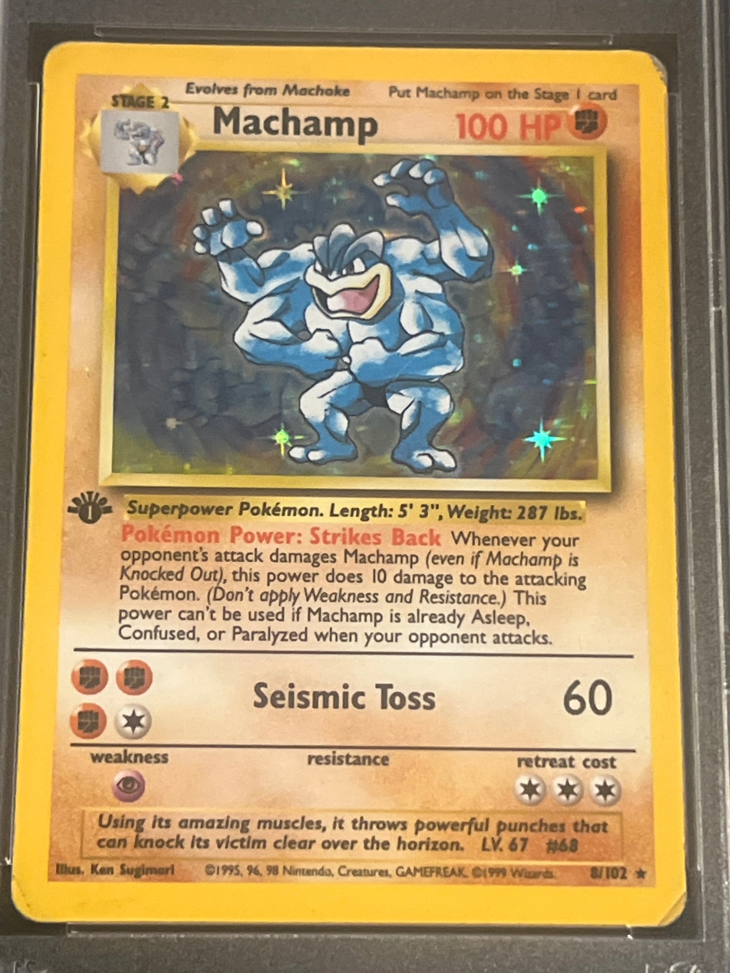 1999 Pokemon Game Machamp - Holo 1ST EDITION - PSA 4