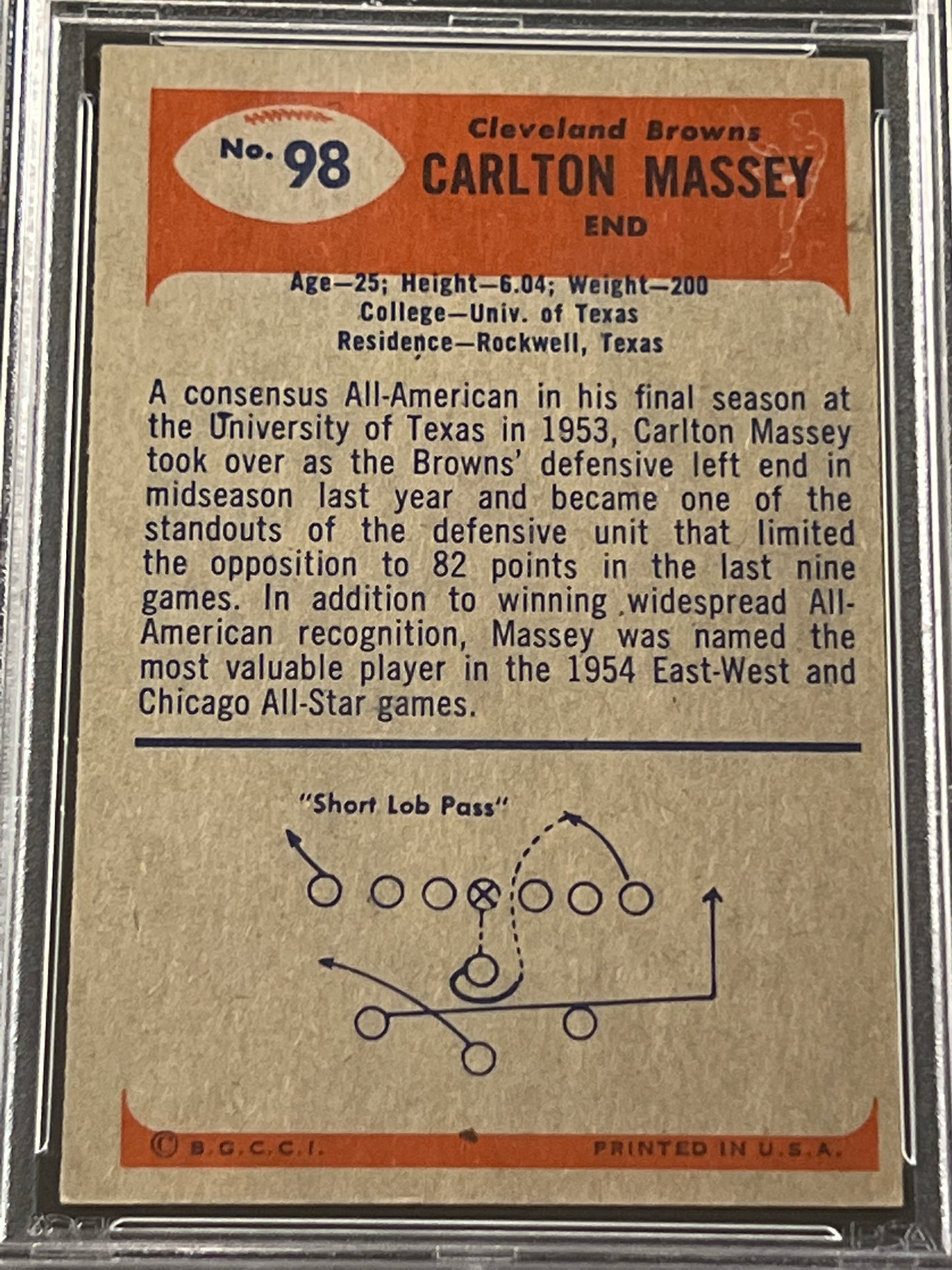 1955 Bowman CARLTON MASSEY - PSA 6