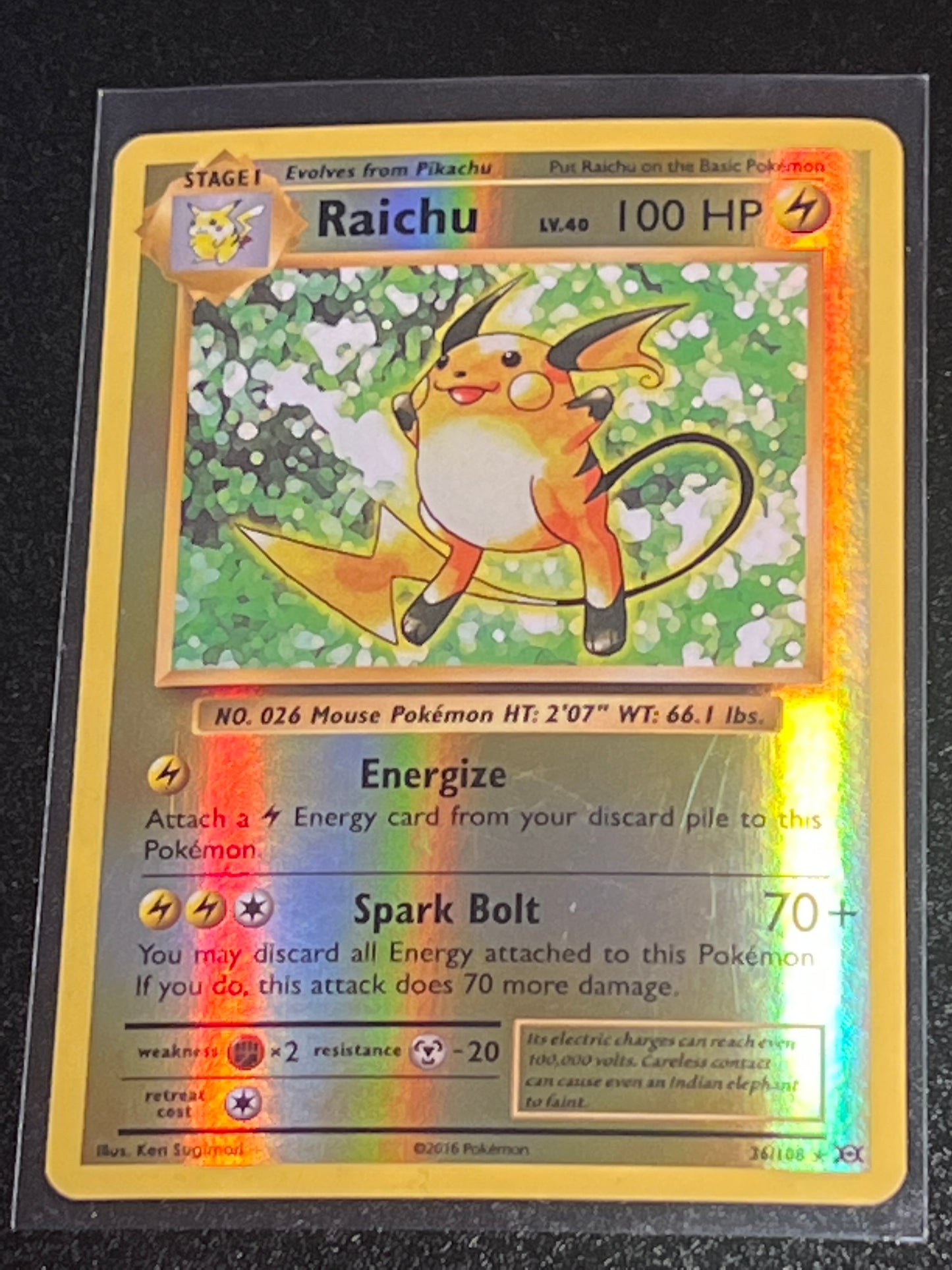 2016 Pokemon RAICHU - Reverse Holo - #36