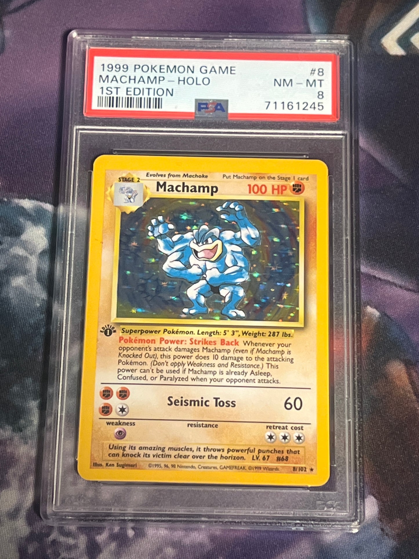 1999 Pokemon - Machamp - 1st Edition - Graded PSA 8 - #8