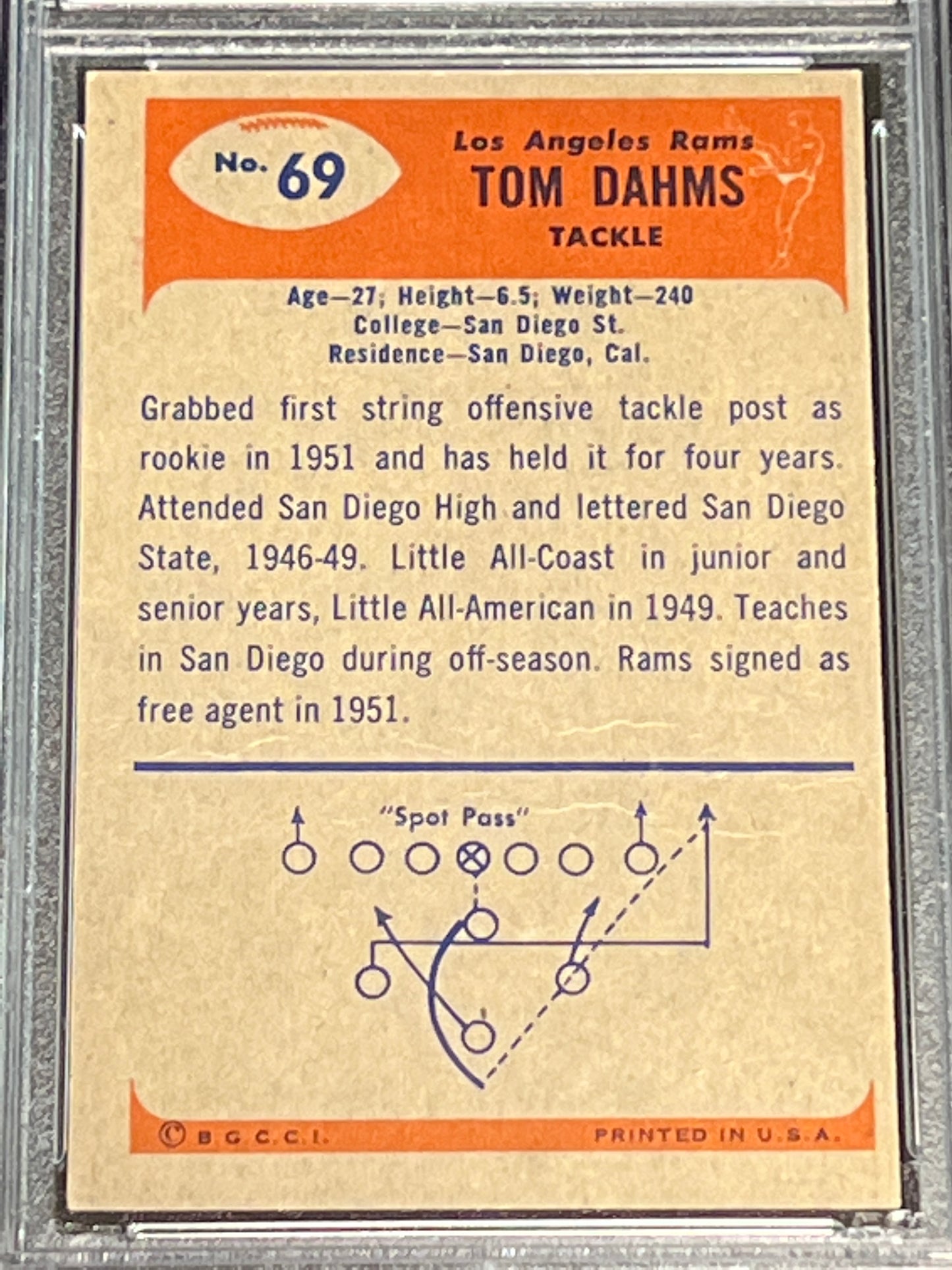 1955 Bowman TOM DAHMS  - RC - #69 - PSA 2